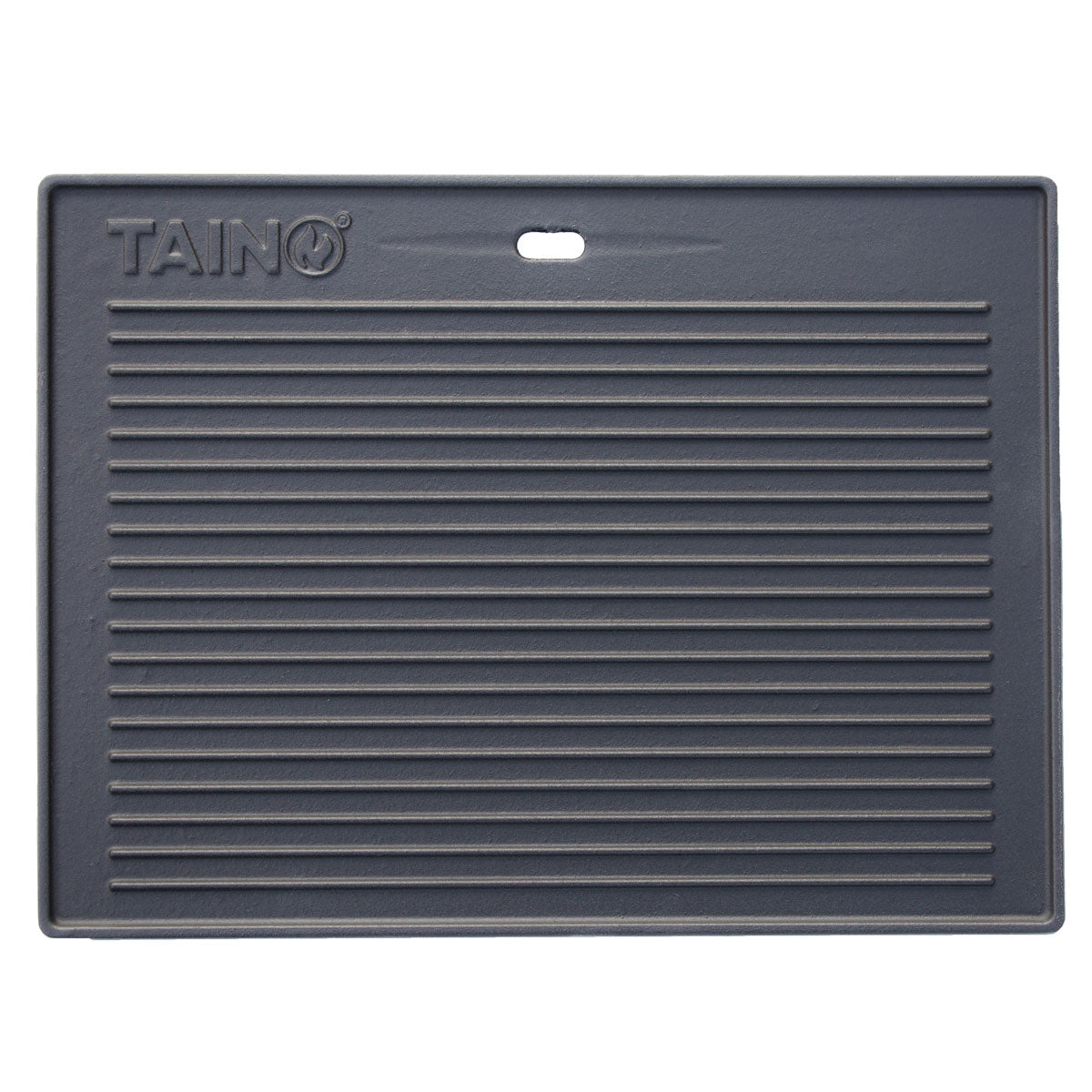 TAINO PRO/RED Gusseisen-Grillplatte mit geriffelter Seite und TAINO-Logo