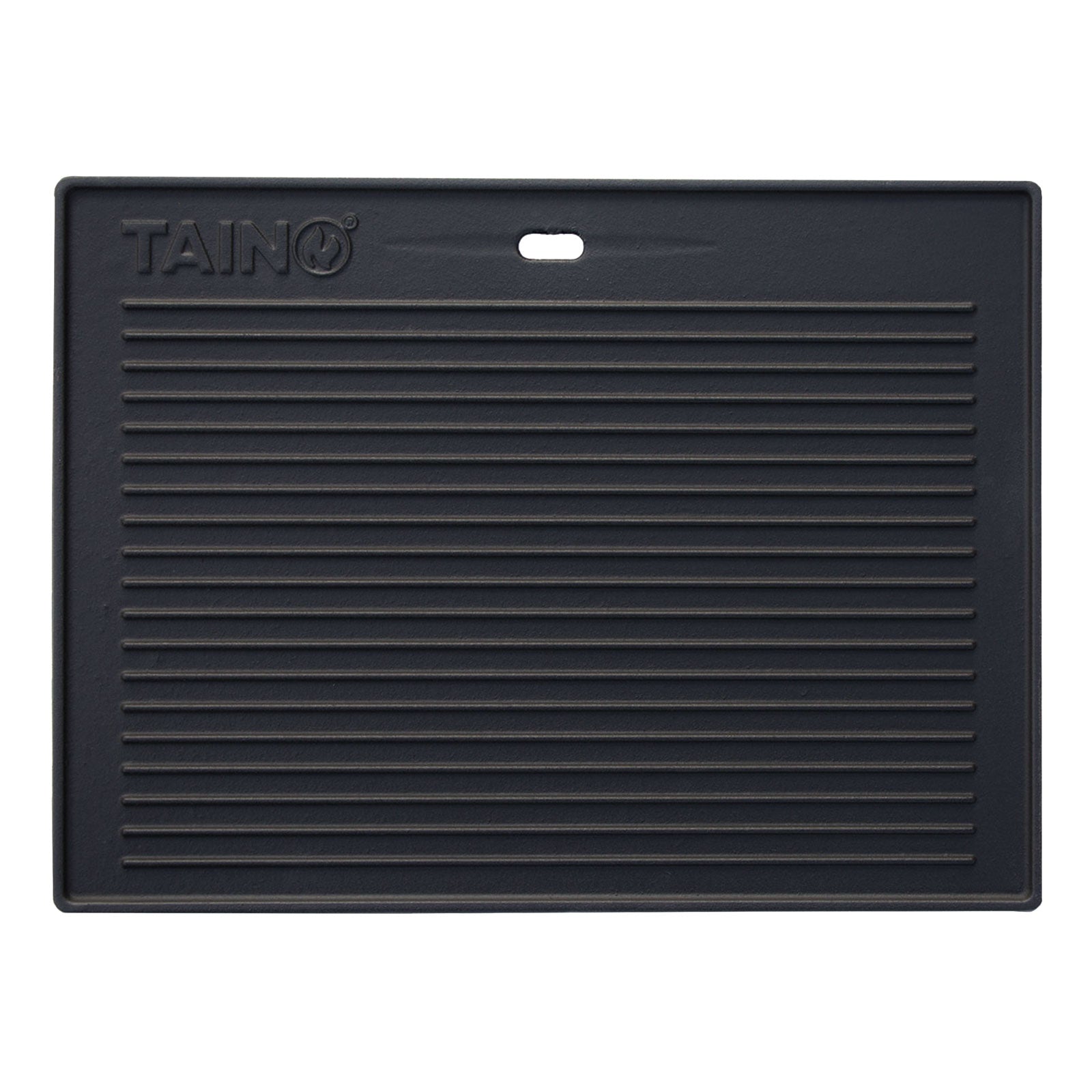 Gusseisen Grillplatte mit geriffelter Seite nach oben