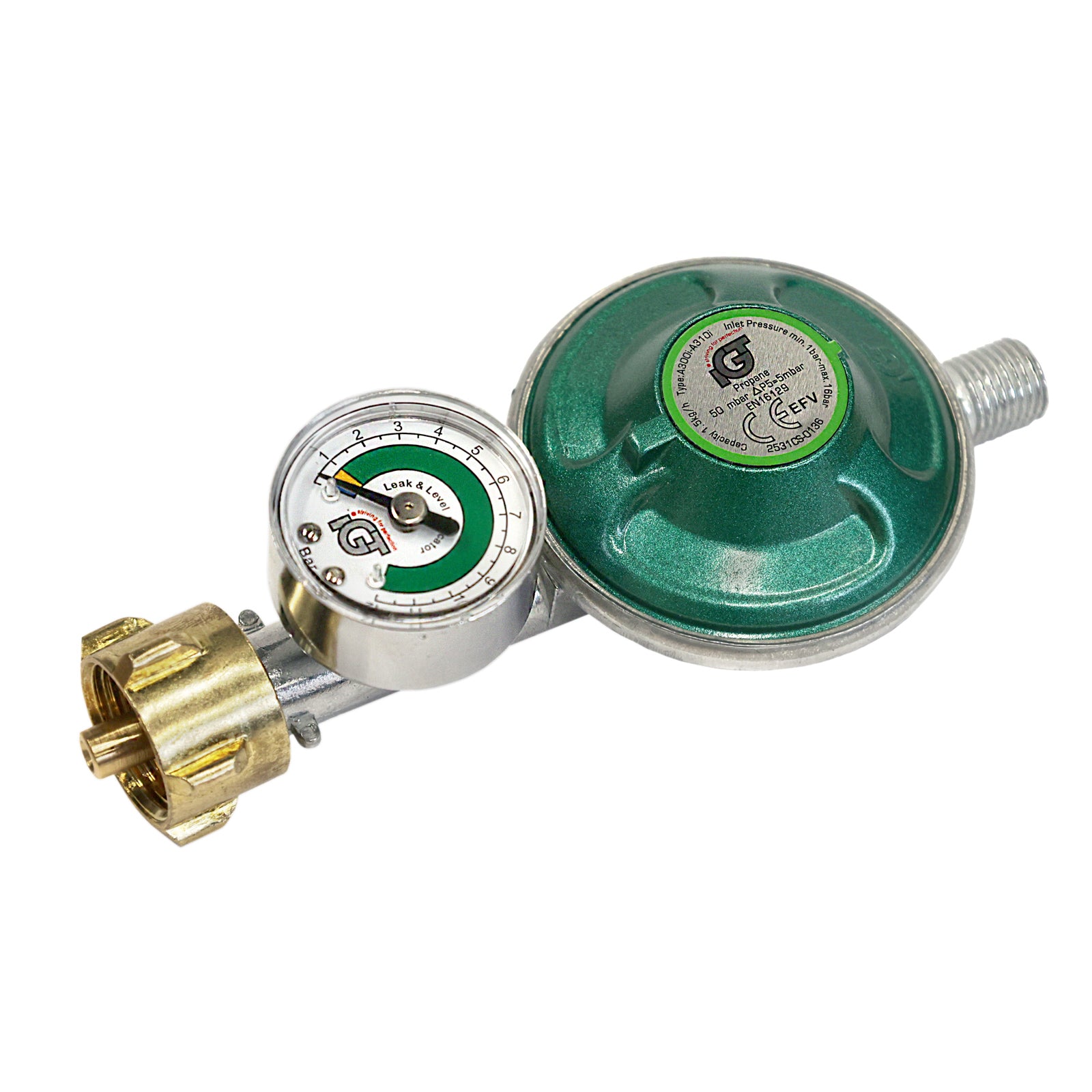 IGT Gasdruckminderer mit Manometer 50 mbar - G 1/4" LH 1