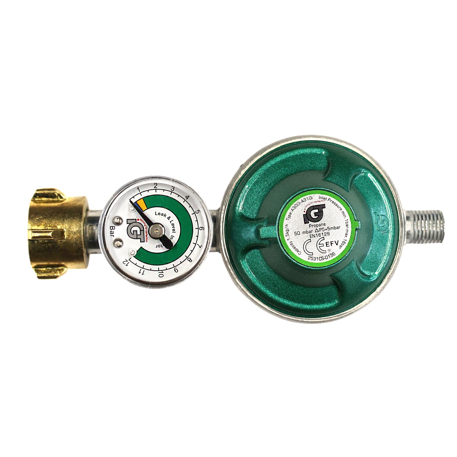 IGT Gasdruckminderer mit Manometer 50 mbar - G 1/4" LH 2