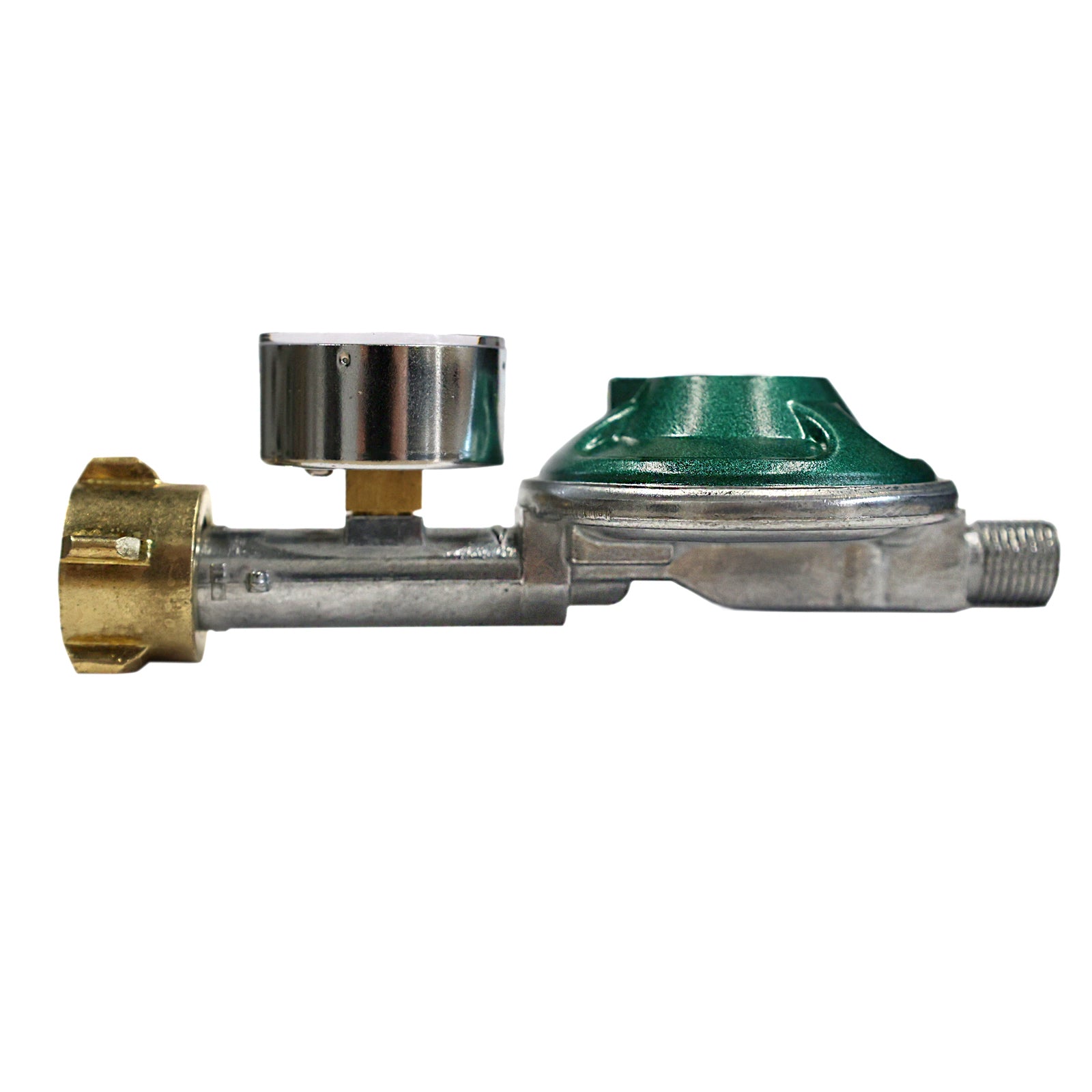 IGT Gasdruckminderer mit Manometer 50 mbar - G 1/4" LH - Ansicht von der Seite