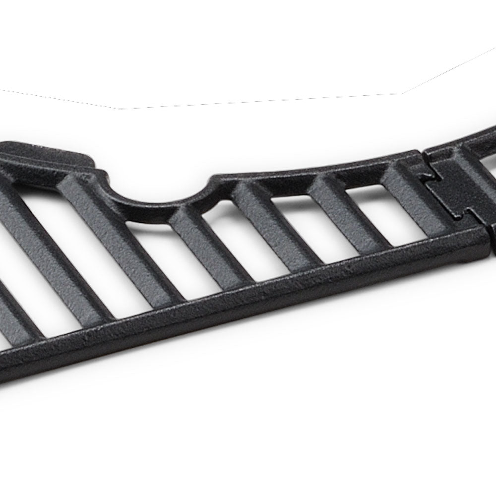 Nahaufnahme der Verbindung der zwe Außenteile des FLEX Grillrost