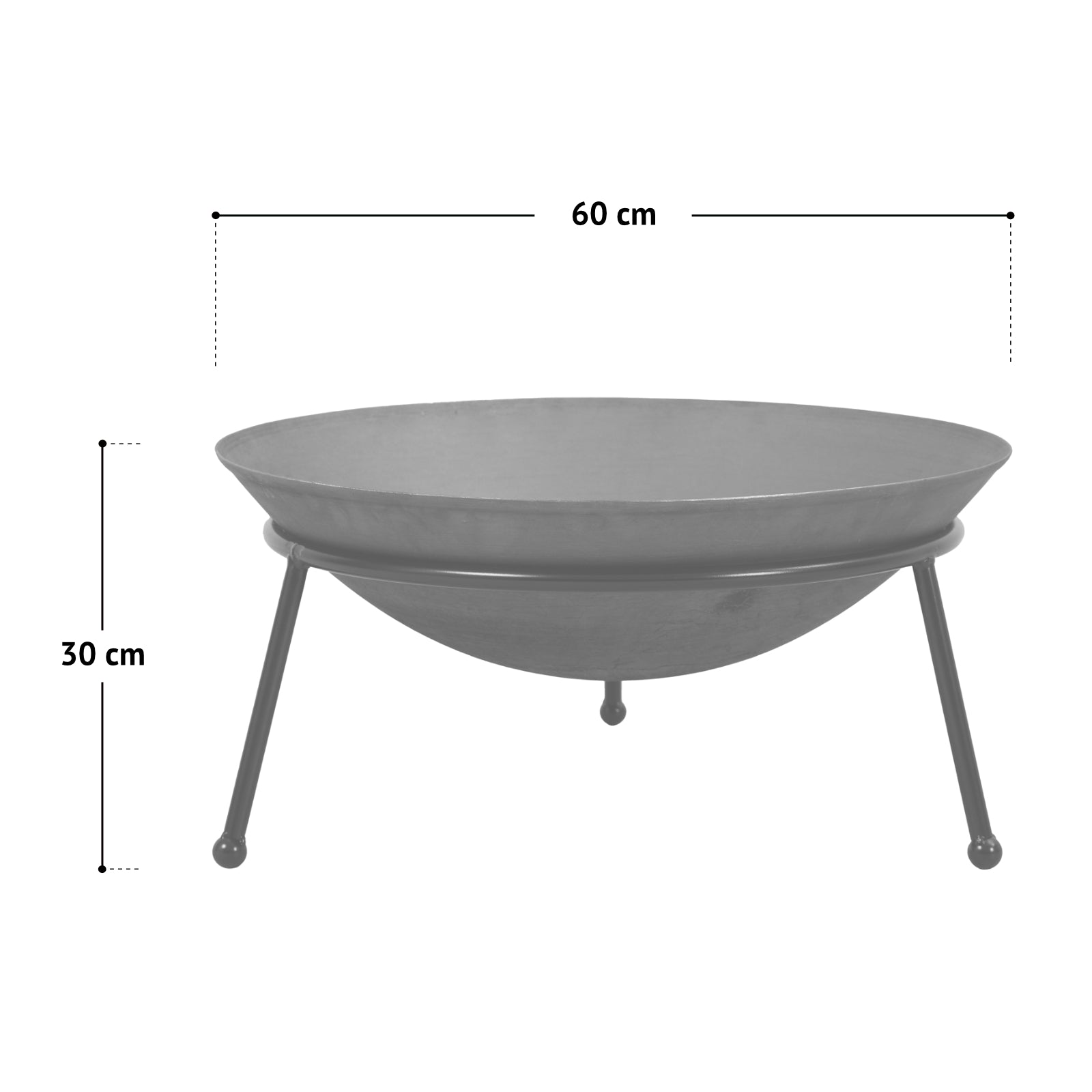 TAINO Feuerschale Gusseisen 60 cm - Maße