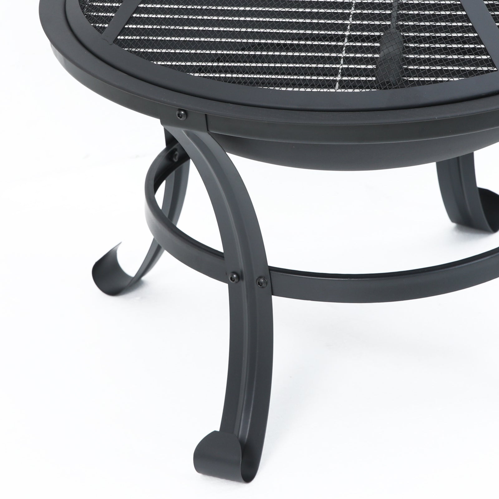 TAINO Feuerschale mit Grill und Funkenschutz - Stabile Füße