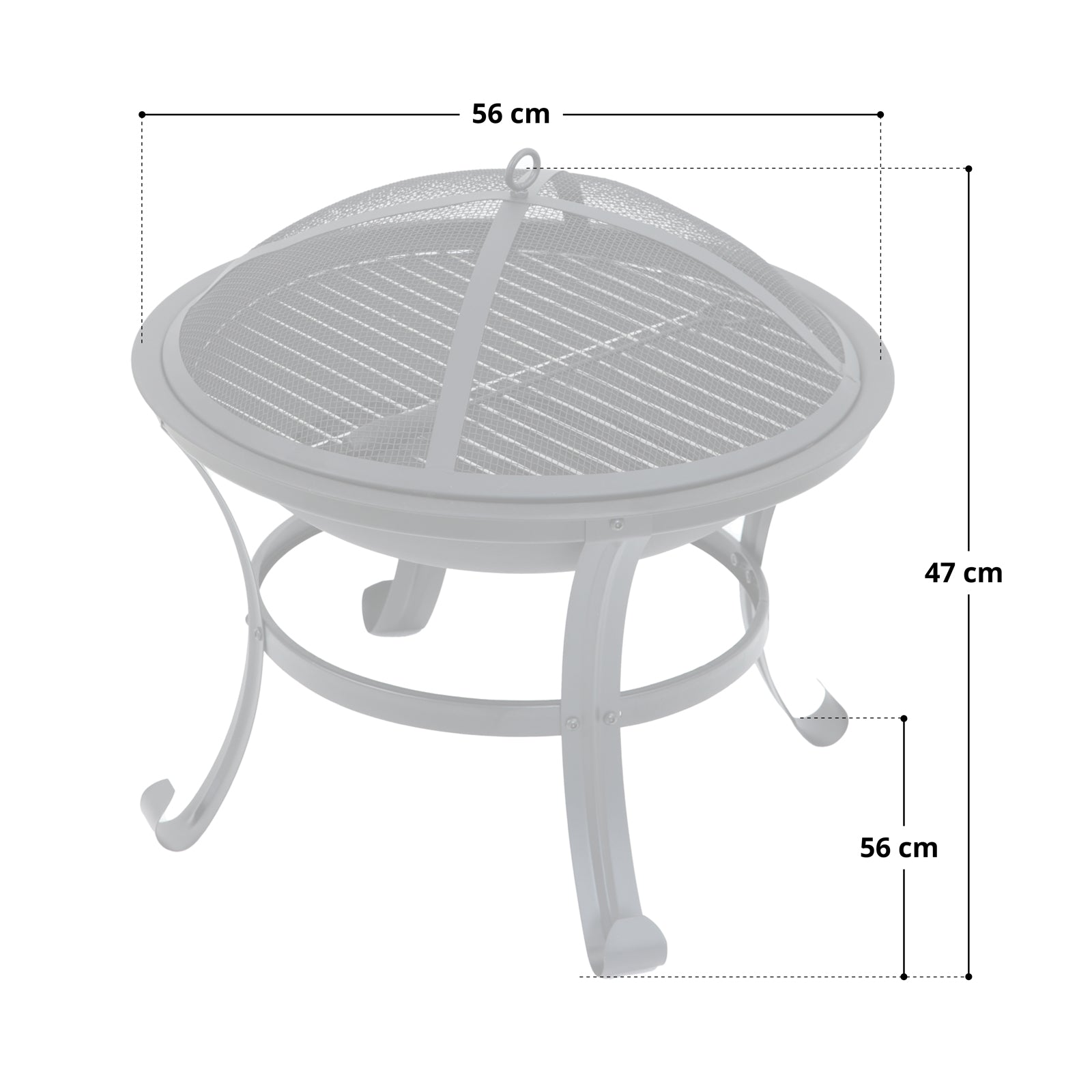 TAINO Feuerschale mit Grill und Funkenschutz - Maße