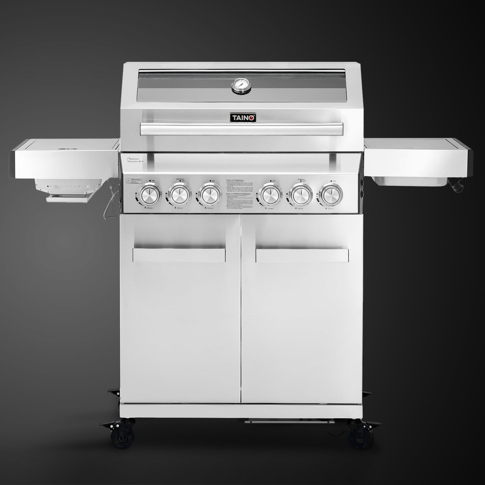 TAINO PLATINUM YAMARA 4+2 Edelstahl Gasgrill 4-Brenner Spar-Angebot mit Abdeckhaube - Frontalansicht