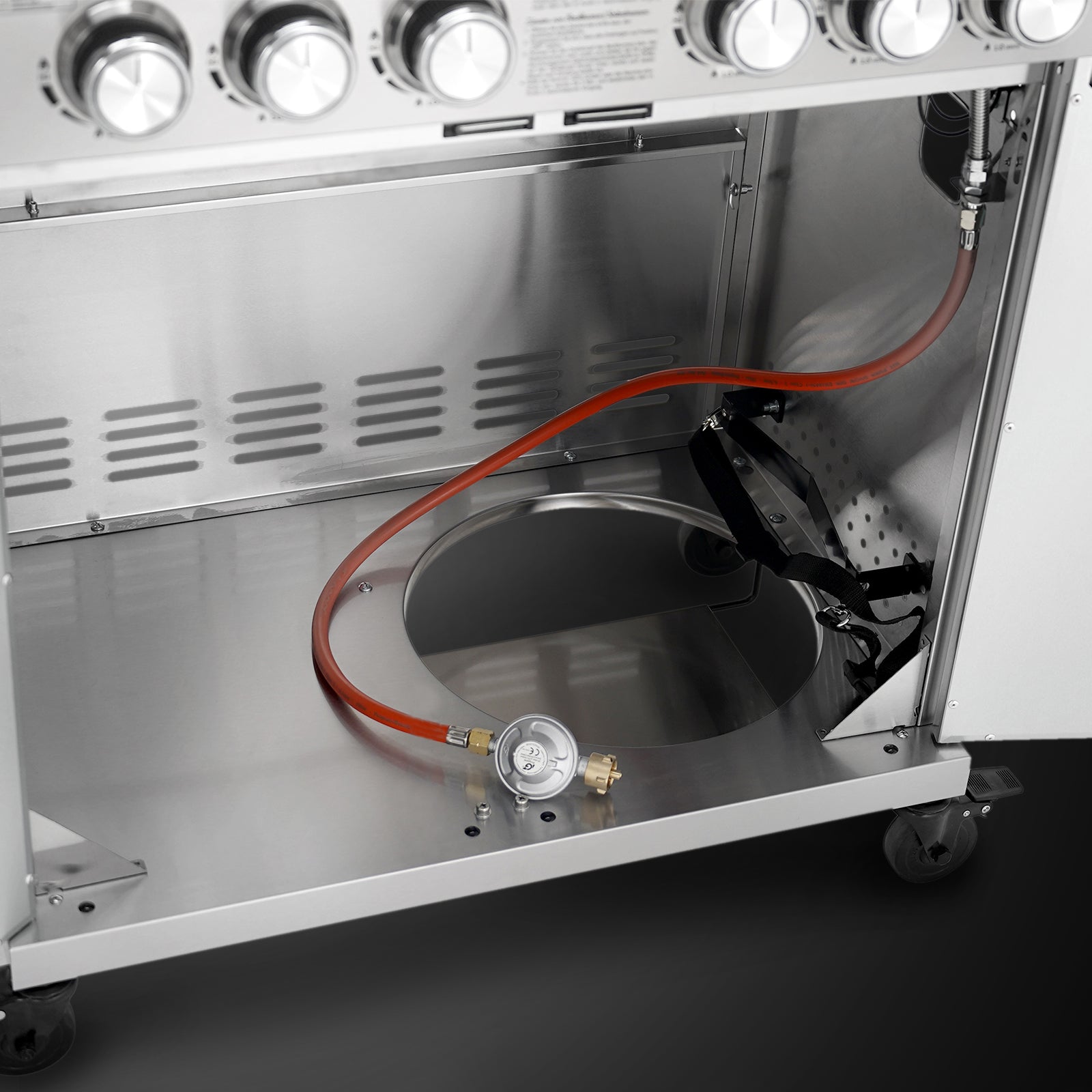 TAINO PLATINUM YAMARA 4+2 Edelstahl Gasgrill 4-Brenner Spar-Angebot mit Abdeckhaube - Gasflaschenhalter im Stauraum