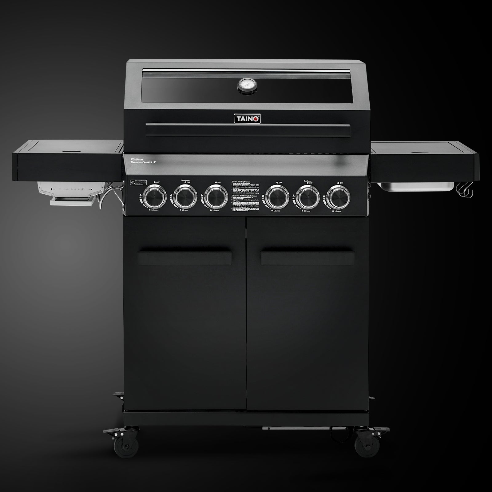 TAINO PLATINUM YAMARA DARK 4+2 Gasgrill 4-Brenner Spar-Angebot mit Abdeckhaube - Frontansicht