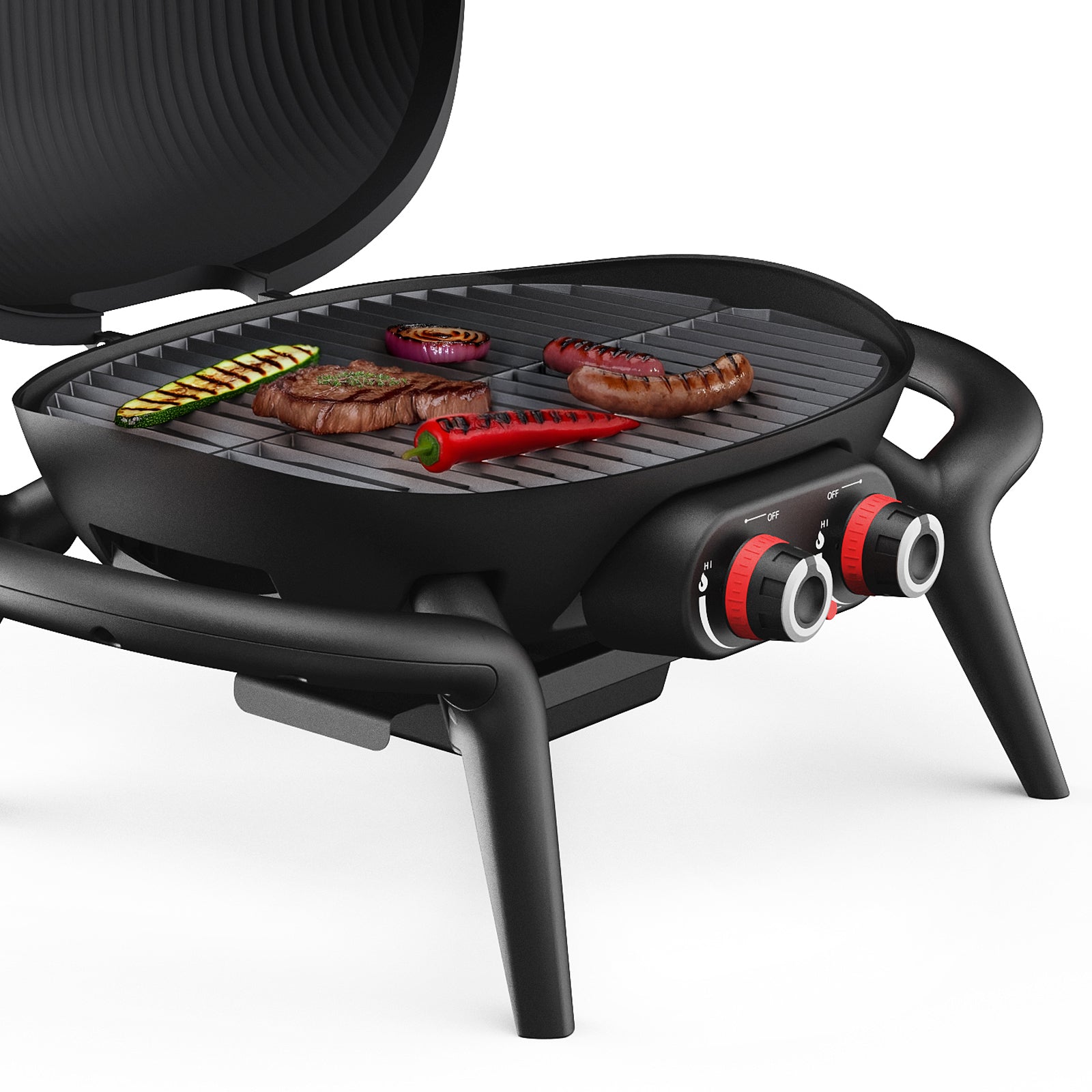 TAINO KENAI Gas Tischgrill - Grillgut auf der Grillfläche