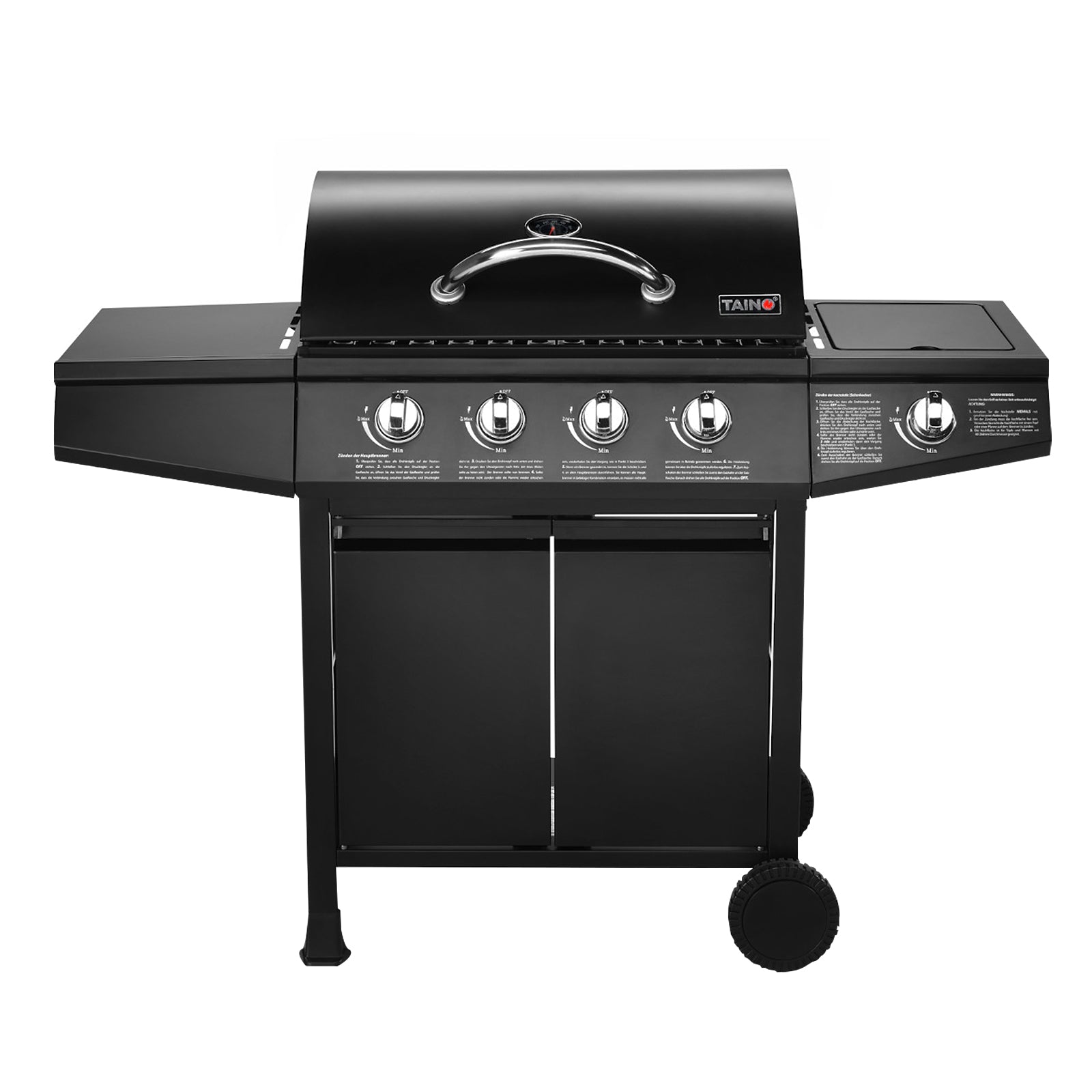 Frontalansicht TAINO Basic 4+1 Gasgrill 4-Brenner mit Seitenkocher