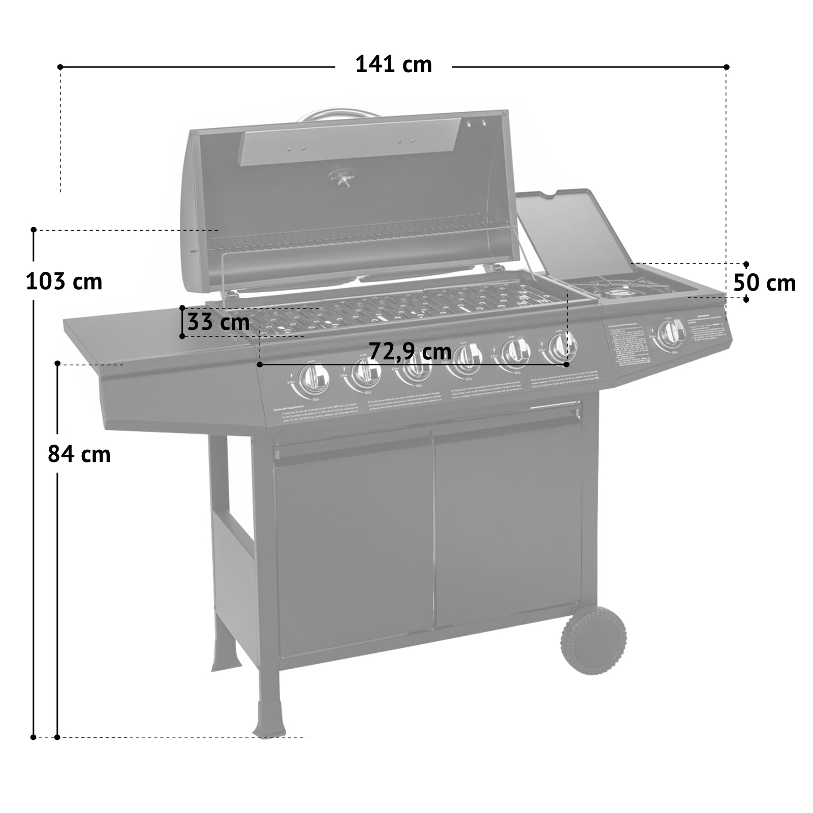 Set BASIC 6+1 Gasgrill + Abdeckhaube + Gasregler