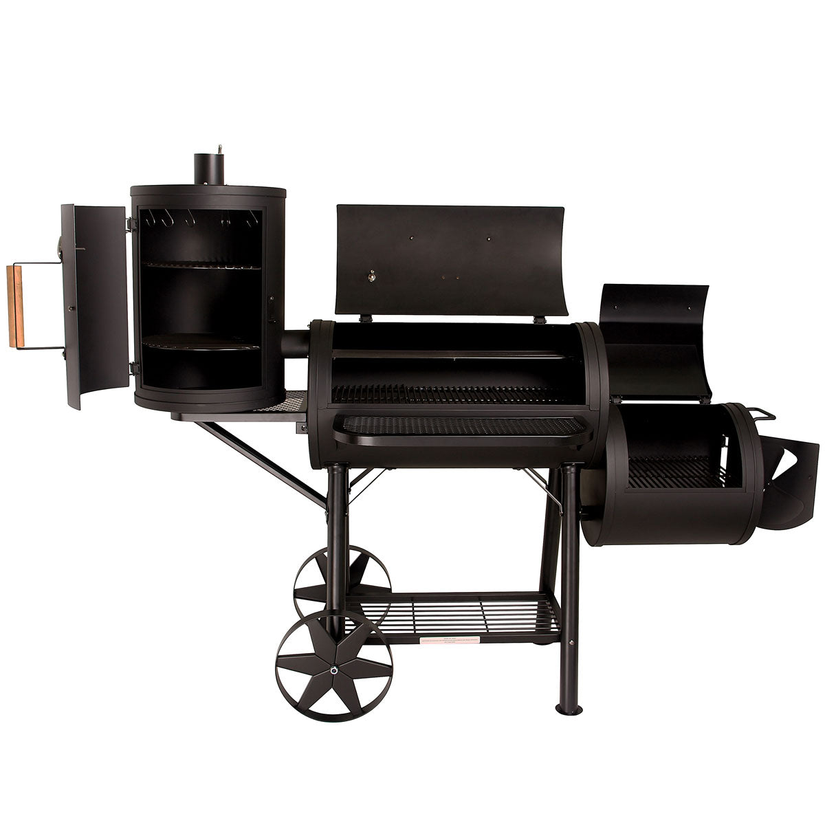 TAINO YUMA PRO Smoker mit vertikaler Räucherbox - Frontalansicht alle Türen offen