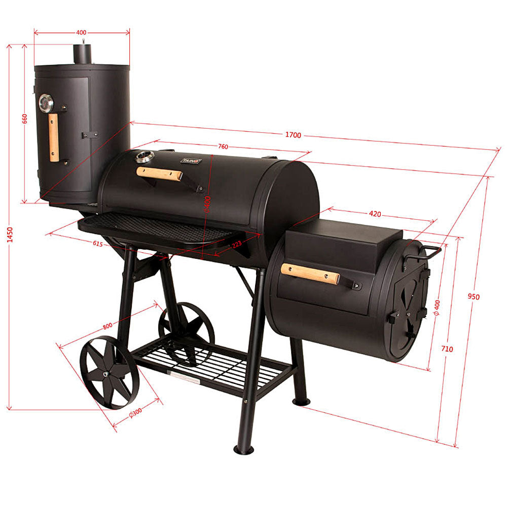 TAINO YUMA PRO Smoker mit vertikaler Räucherbox - Maße