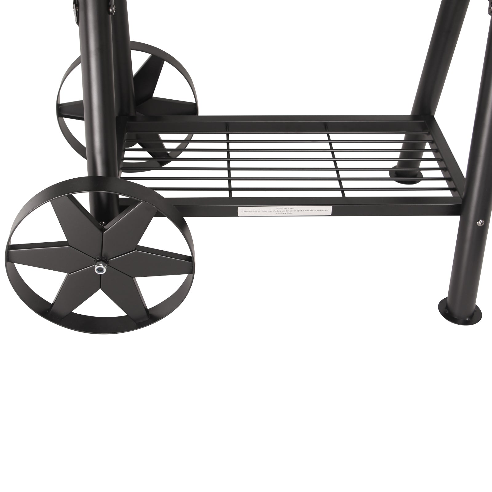 Nahaufnahme der Räder mit Gitterregal unten zur Ablage