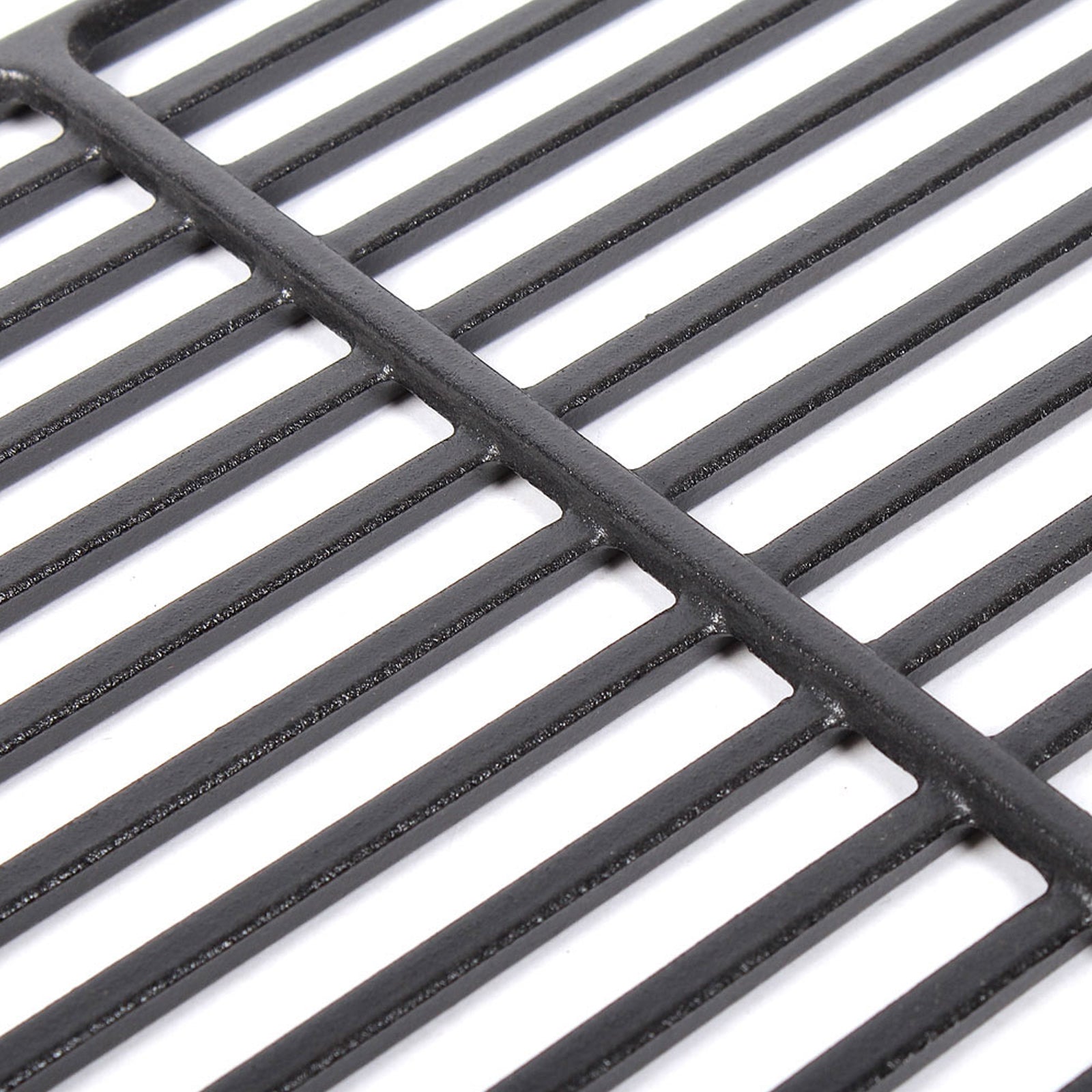 Nahaufnahme der Streben des Gusseisen Grillrosts