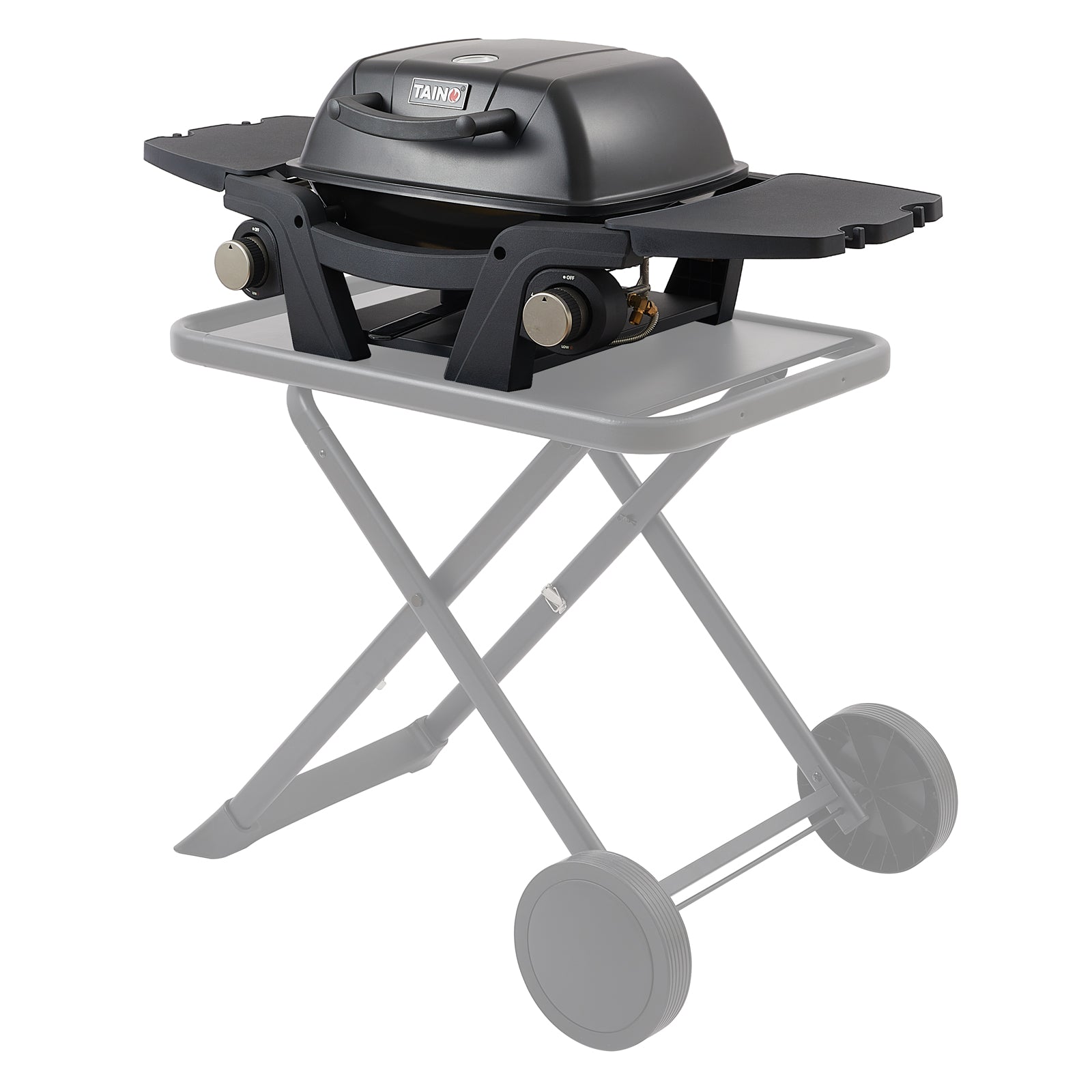 TAINO MAHTO Gas Tischgrill auf einem Grillwagen