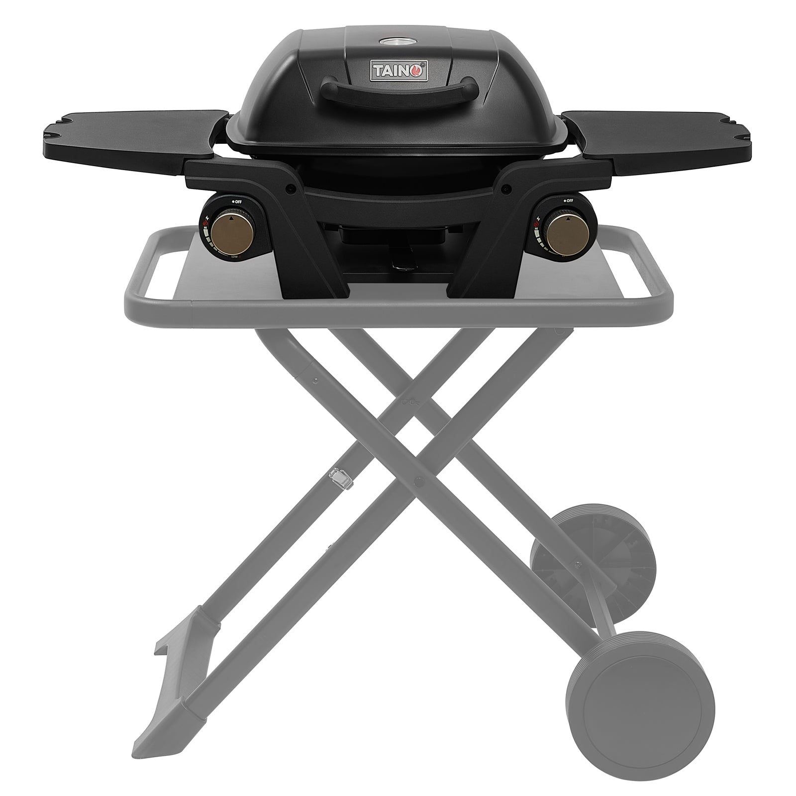 TAINO MAHTO Gas Tischgrill auf einem Grillwagen frontal