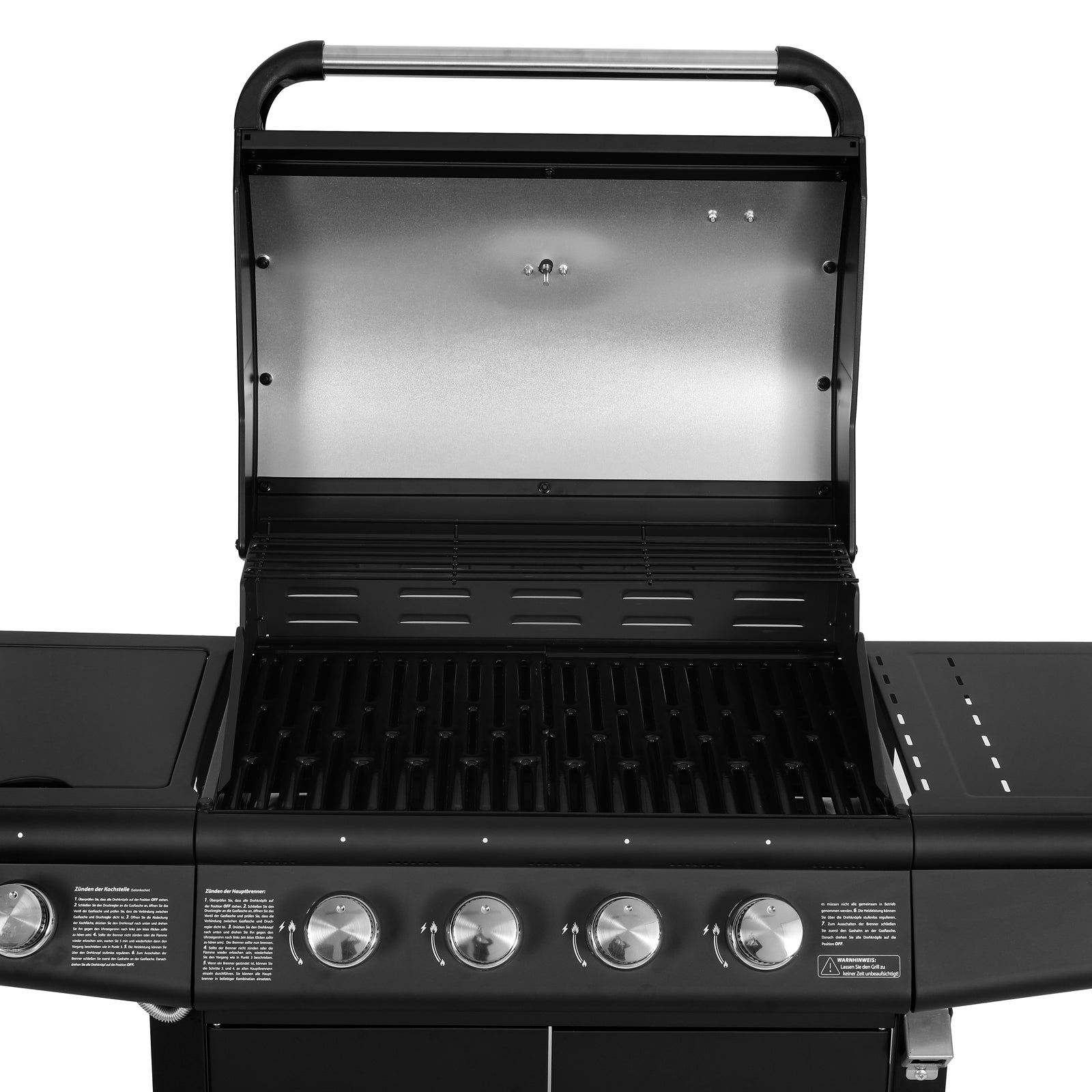 TAINO Red 4+1 - 4-Brenner Gasgrill mit Kochplatte - Detailansicht offener Deckel