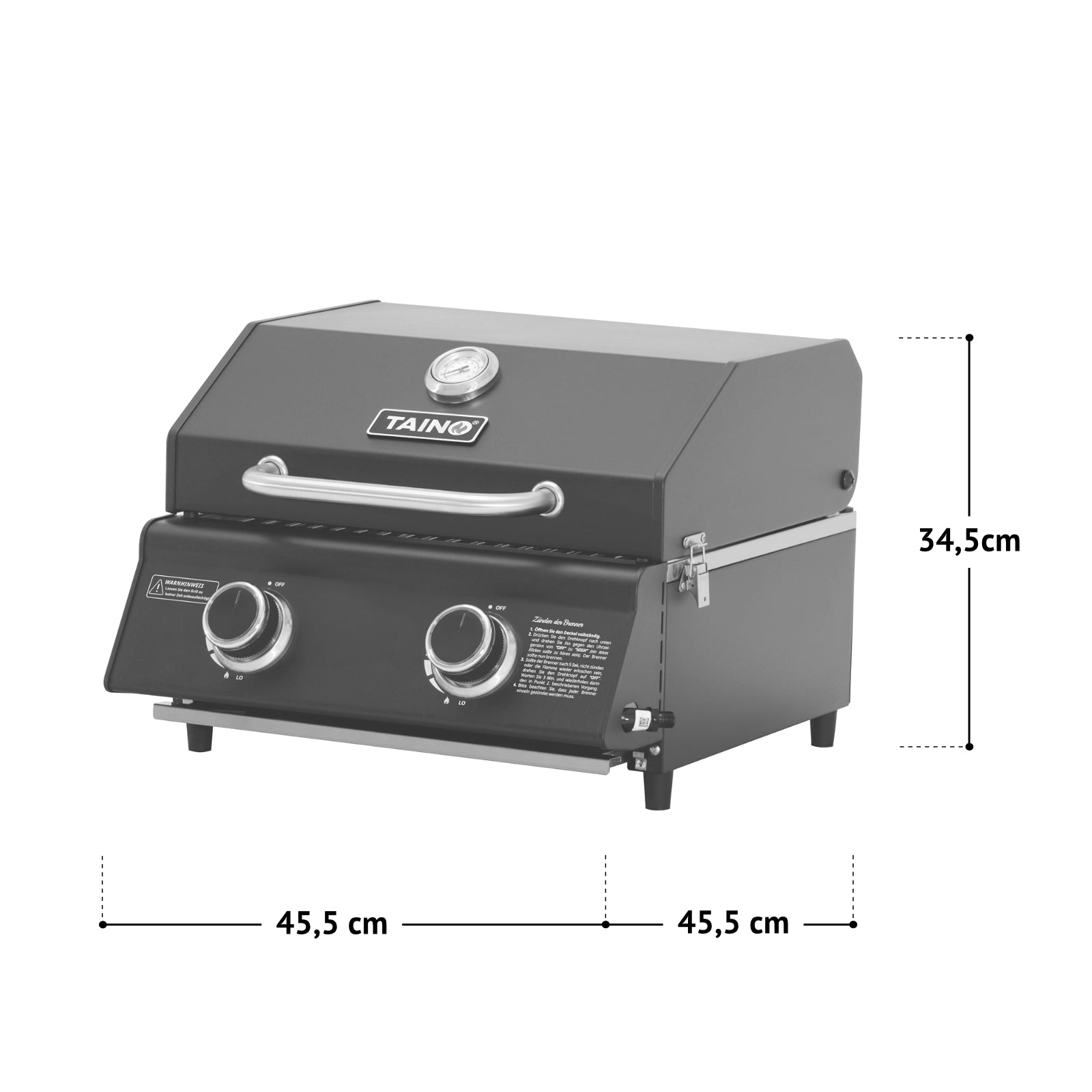 Set PLATINUM COMPACT DARK Tischgrill + Abdeckhaube + Gasregler