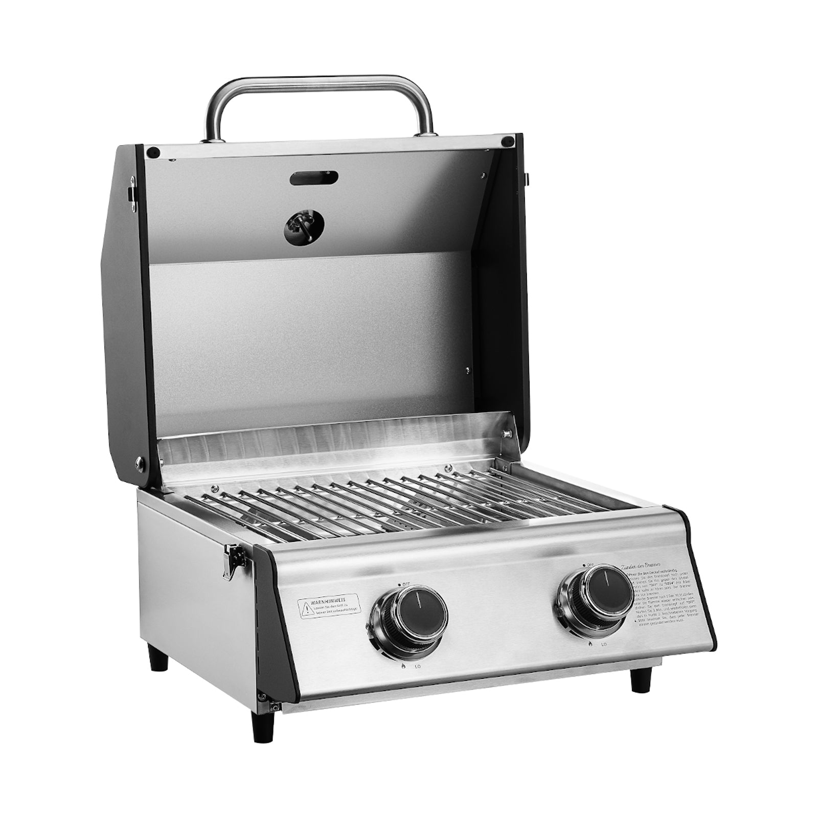 TAINO PLATINUM COMPACT Gas Tischgrill mit geöffnetem Deckel