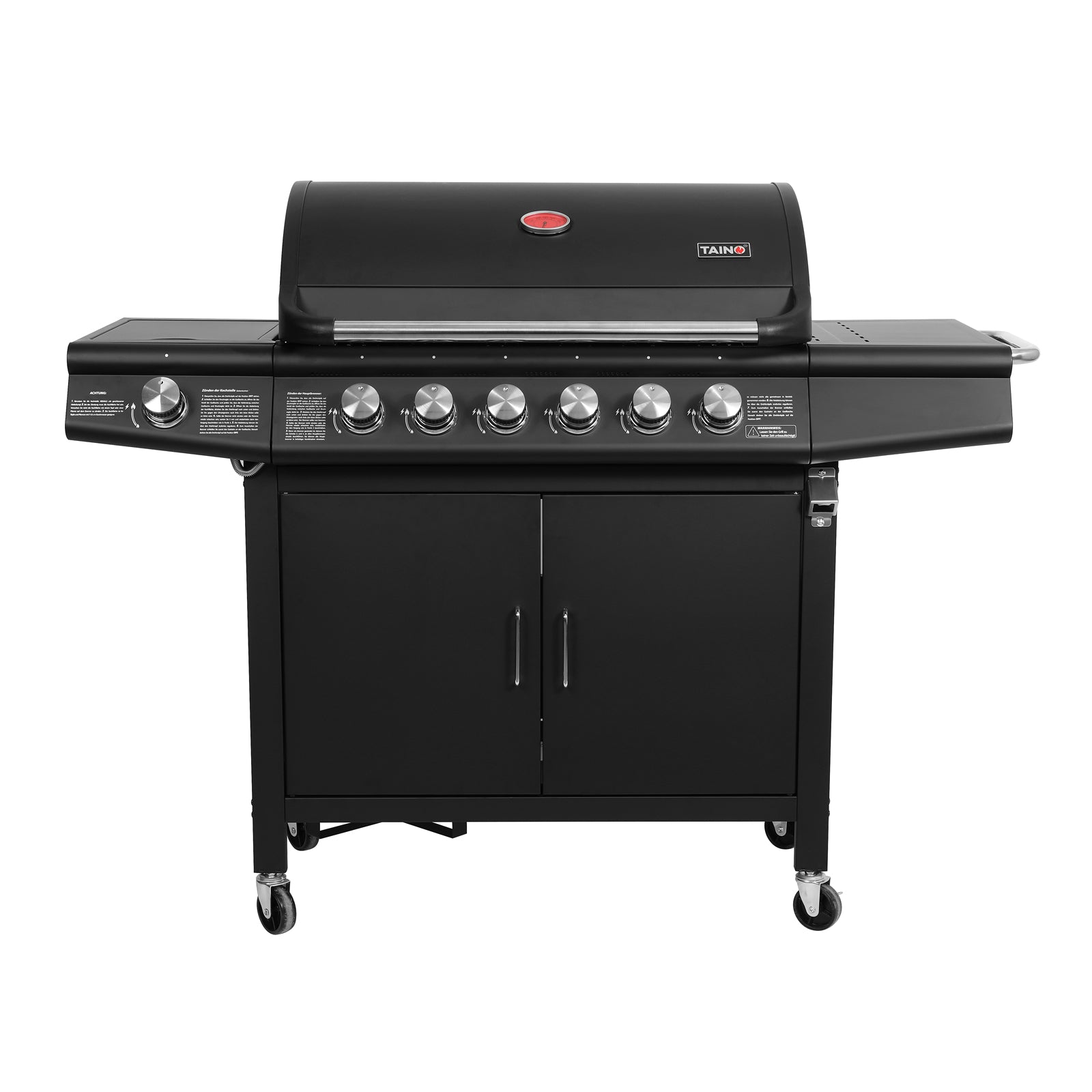TAINO Red 6+1 - 6-Brenner Gasgrill mit Kochplatte - Frontansicht