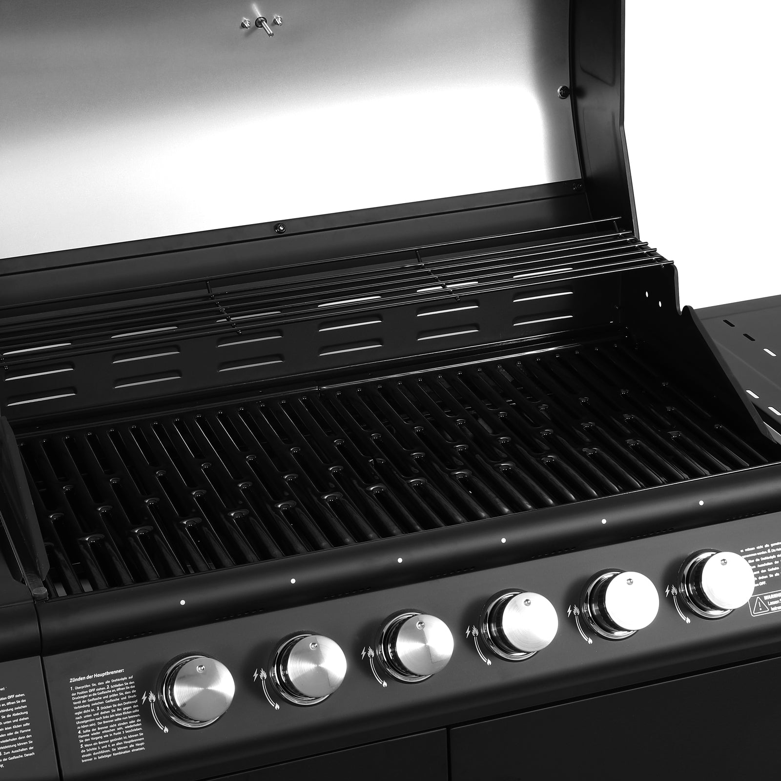 TAINO Red 6+1 - 6-Brenner Gasgrill mit Kochplatte - Detailansicht Garraum