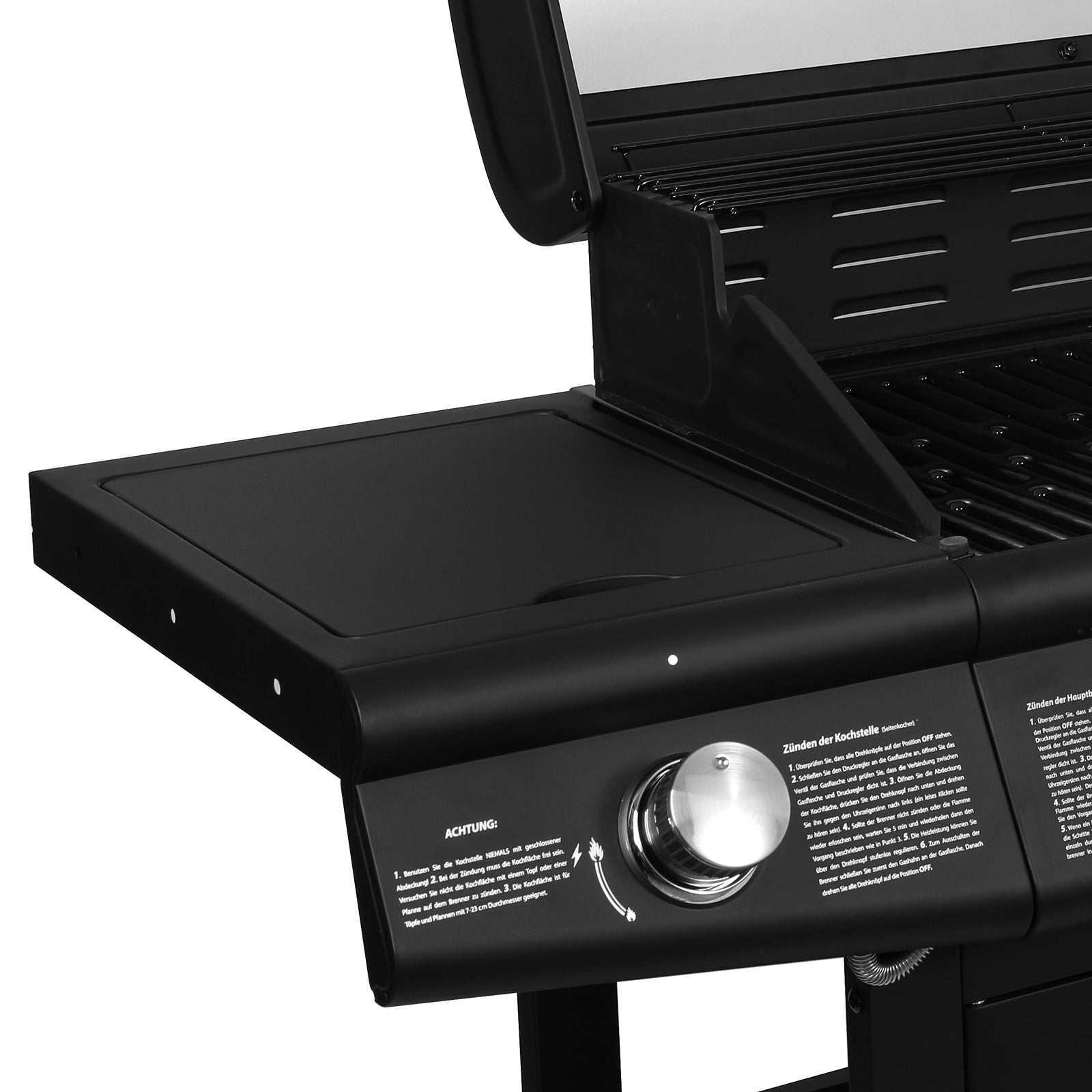 TAINO Red 6+1 - 6-Brenner Gasgrill mit Kochplatte - Detailansicht Seitenkocher