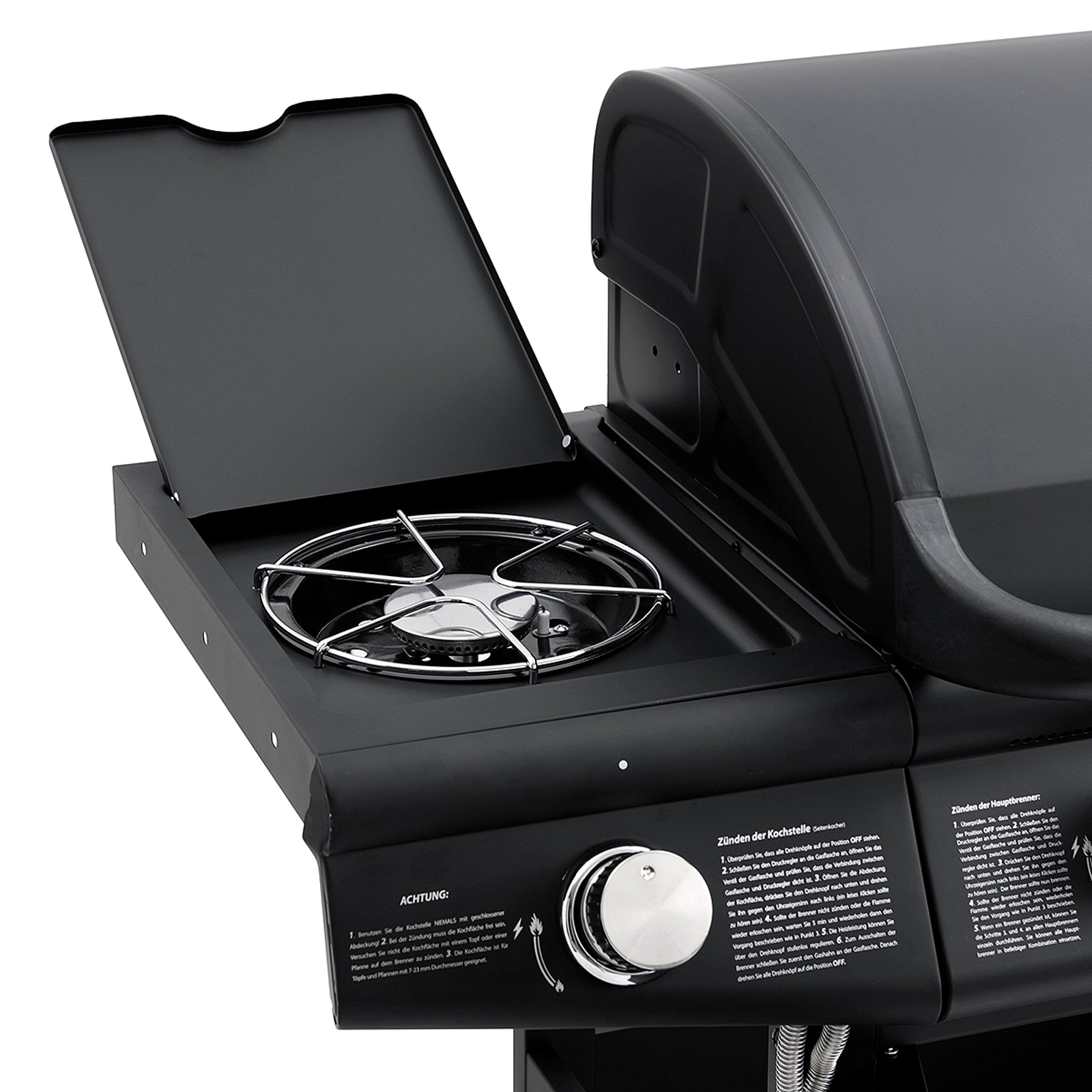 TAINO Red 6+1 - 6-Brenner Gasgrill - Detailansicht Kochplatte im Seitentisch