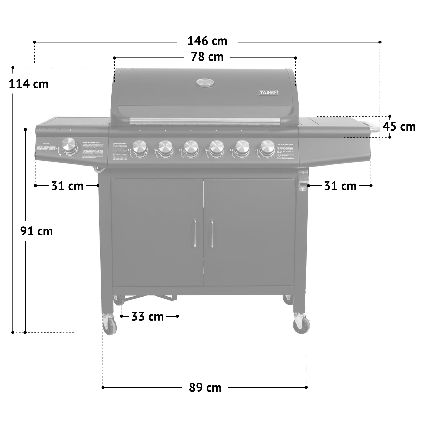 Set RED 6+1 Gasgrill + Abdeckhaube + Gasregler