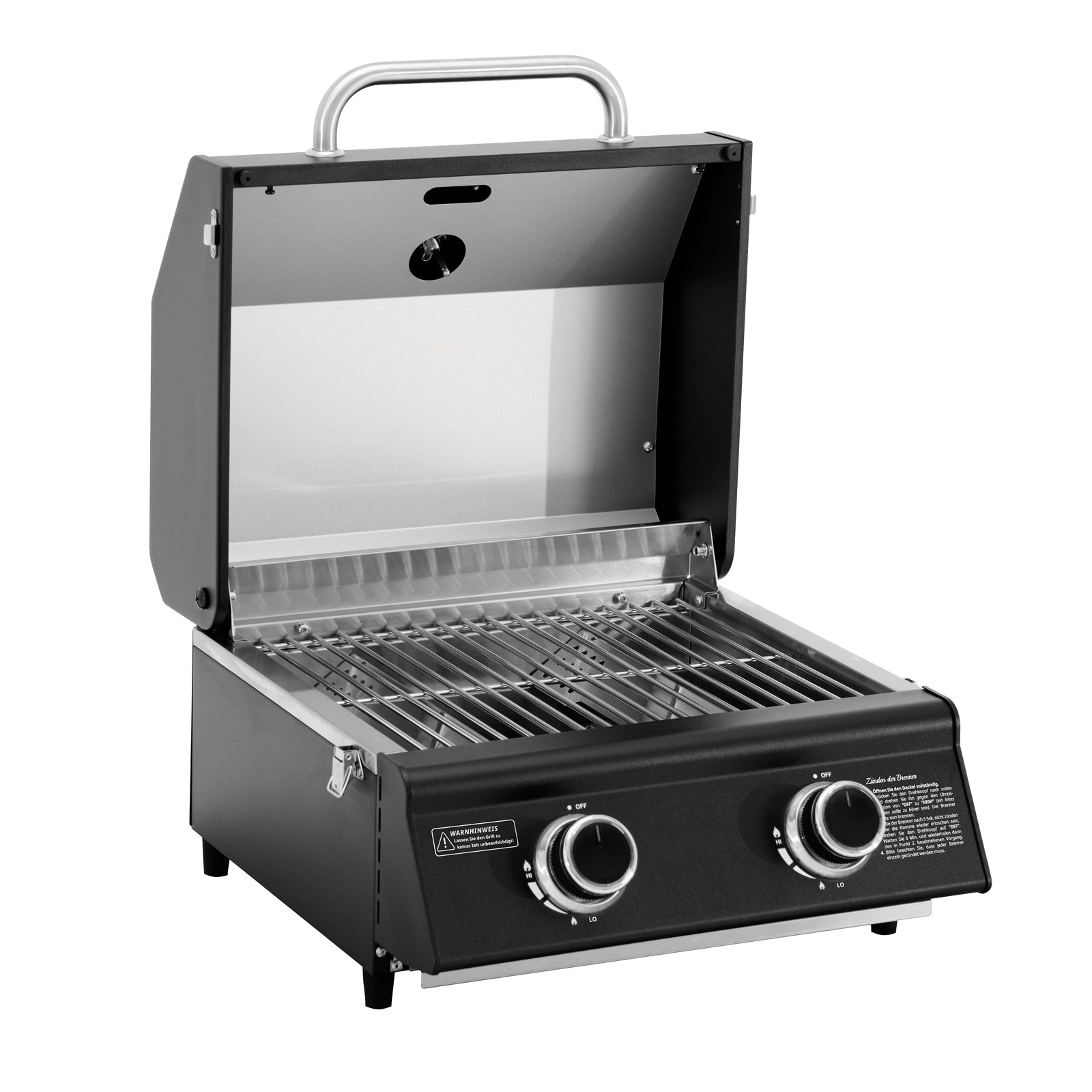TAINO PLATINUM COMPACT DARK  Gas Tischgrill - geöffneter Deckel