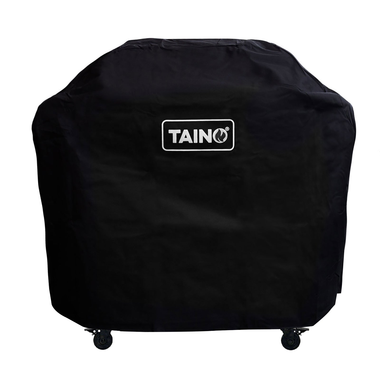 Schwarze Abdeckhaube für Gasgrill mit TAINO Logo in Schwarz/Weiß