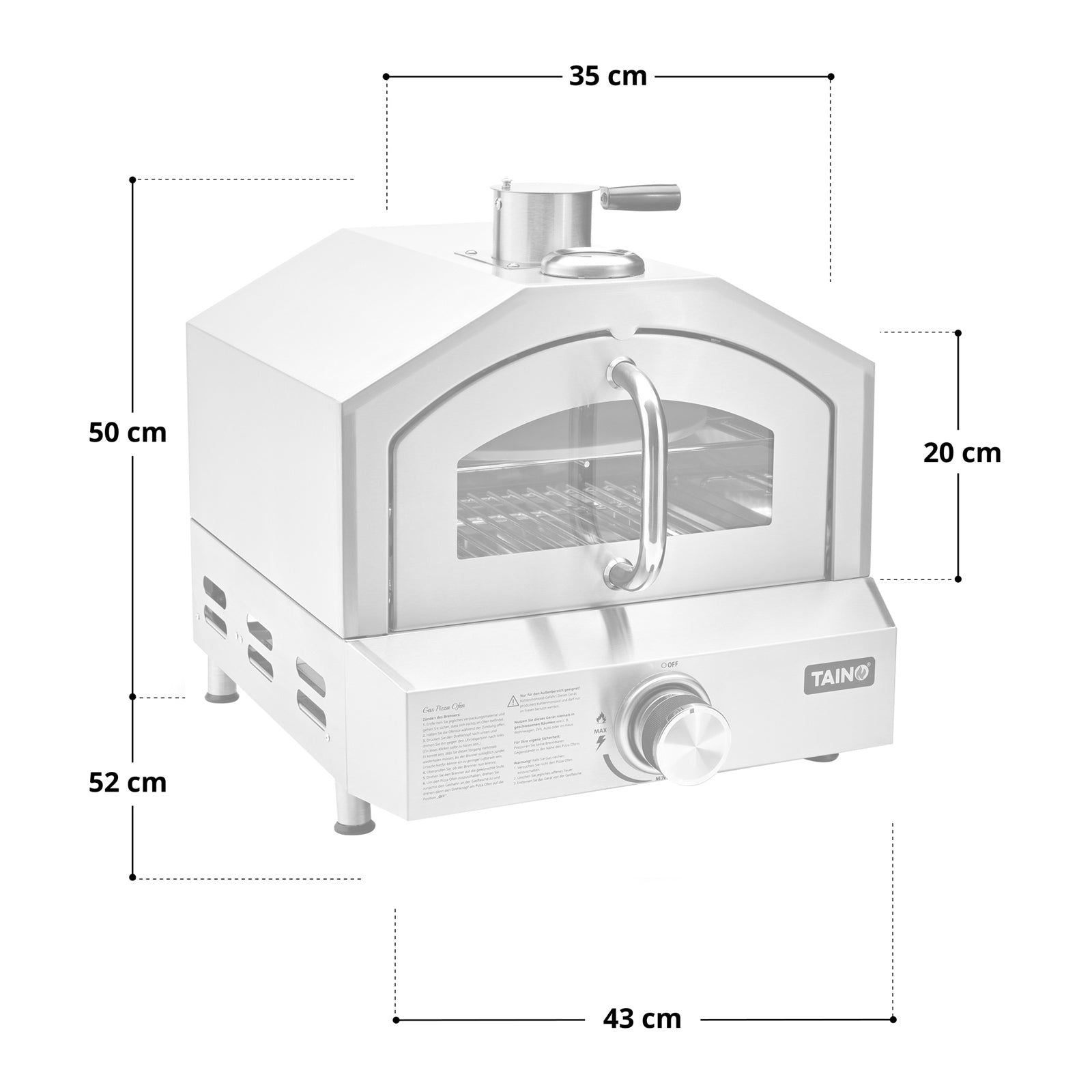 Set Pizzaofen Django + Gasdruckminderer + Pizzaschneider