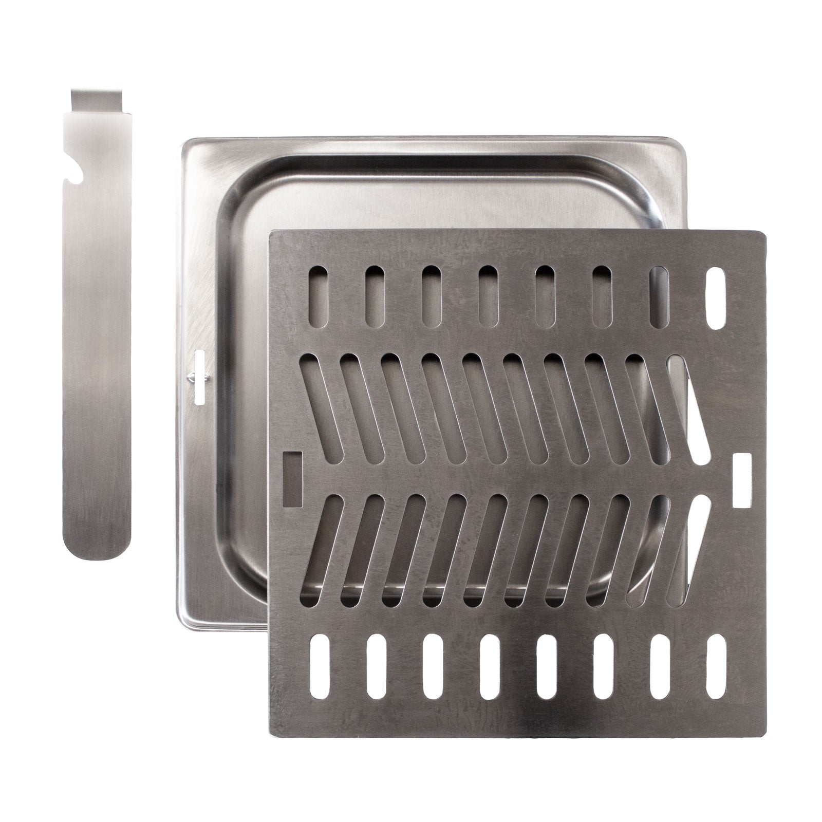 Rost Set aus Edelstahl & Fettwanne für Gas Beef-Grill