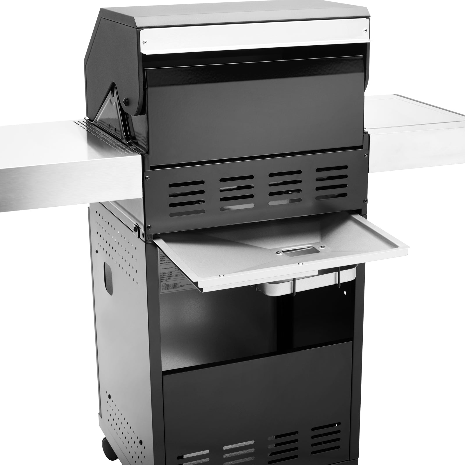 TAINO BLACK 2+1 Gasgrill Rückansicht mit herausnehmbarer Fettauffangschale