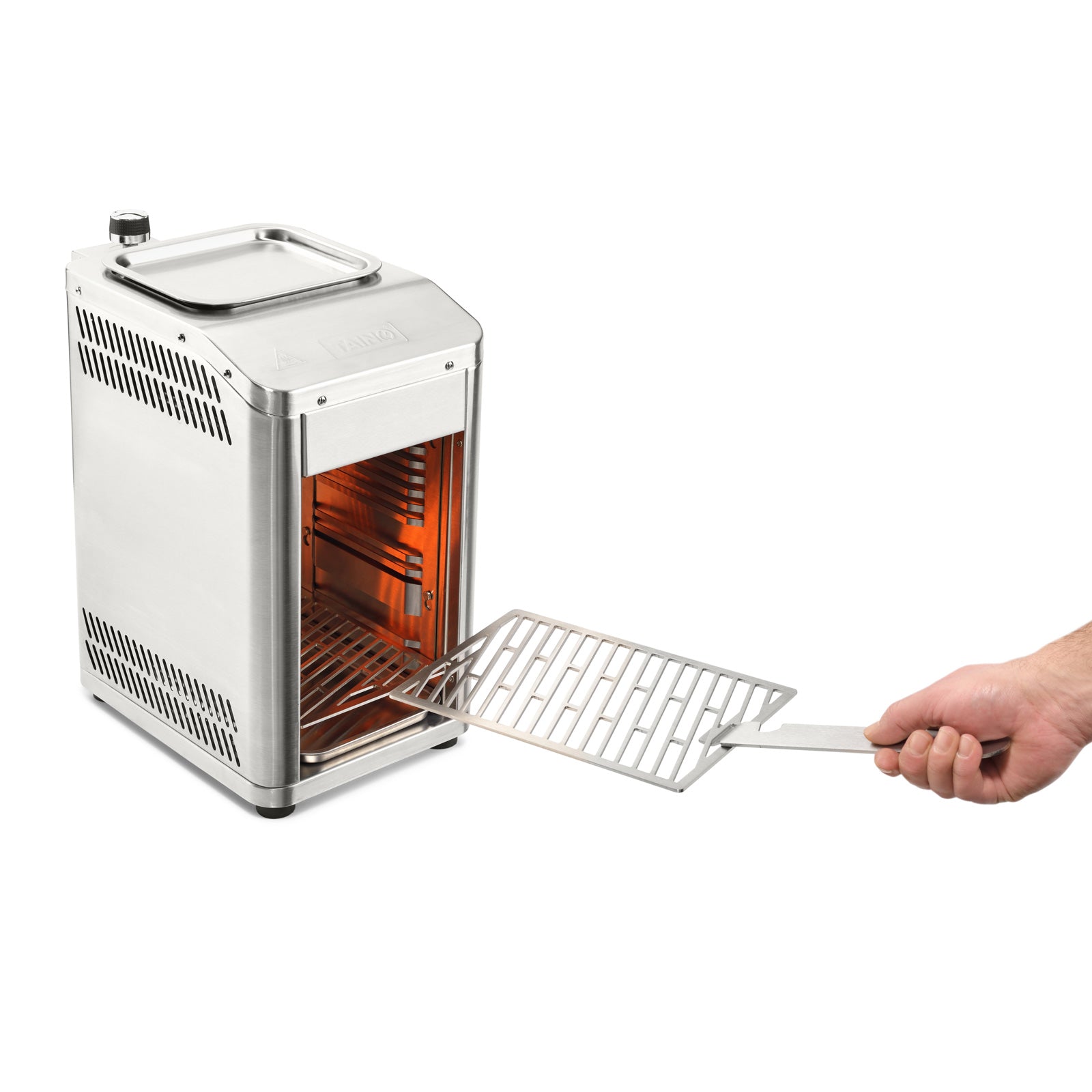 TAINO Design Beefer Oberhitzegrill Edelstahl Keramik Brenner 800 Grad - Edelstahlrost mit Griff
