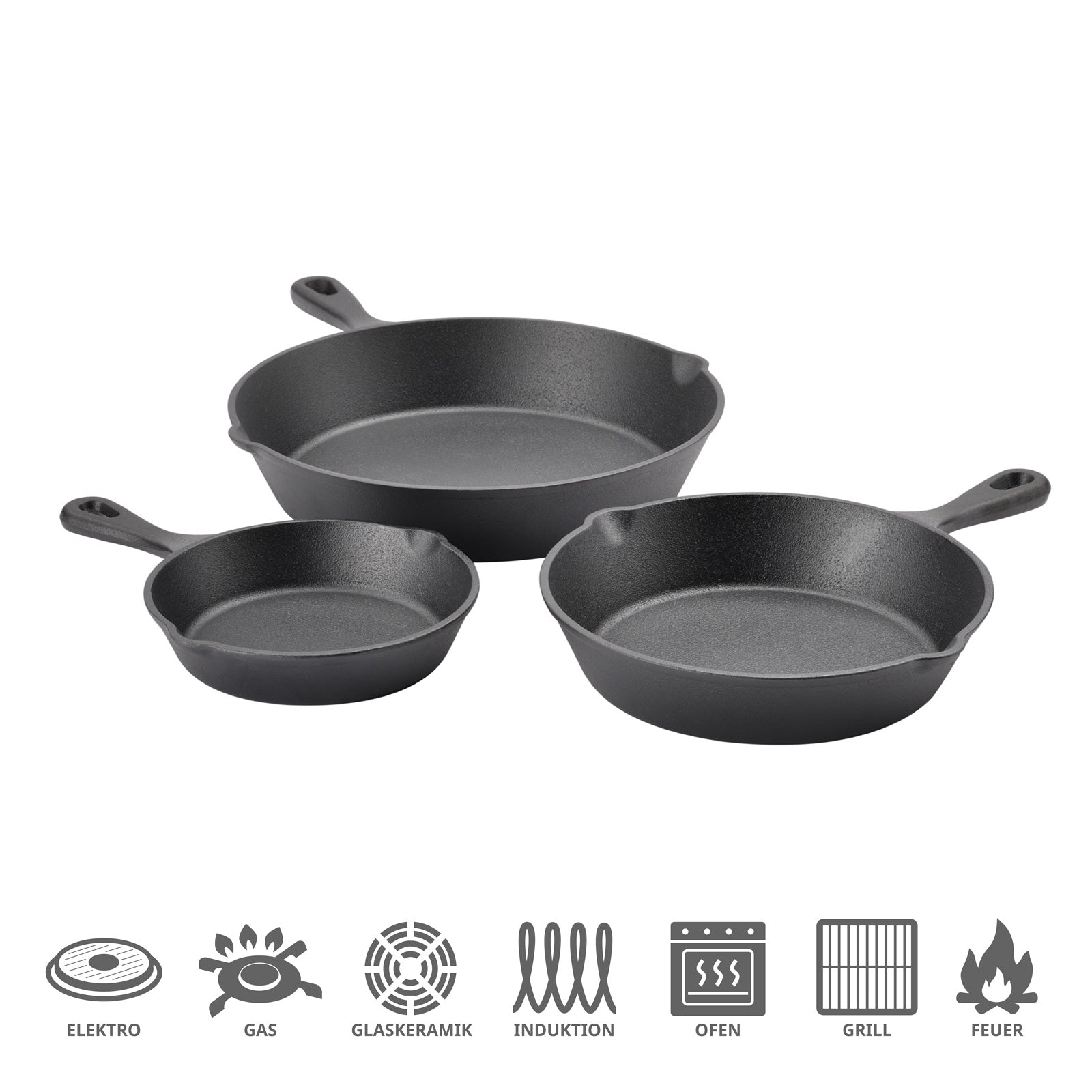 Gusseisen Pfannen 3er Set