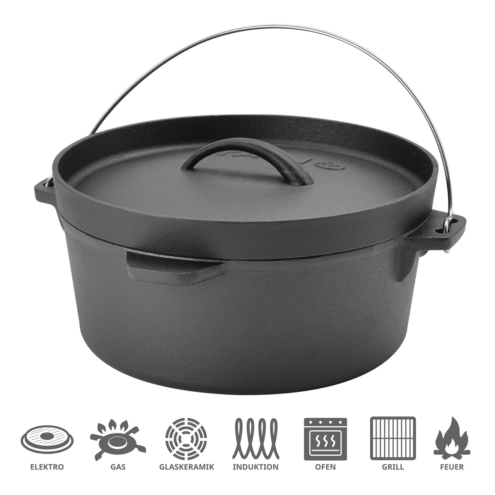 TAINO Dutch Oven geeignet für Elektroherde, Gas, Glaskeramik, Induktion, Ofen Grill und offenes Feuer