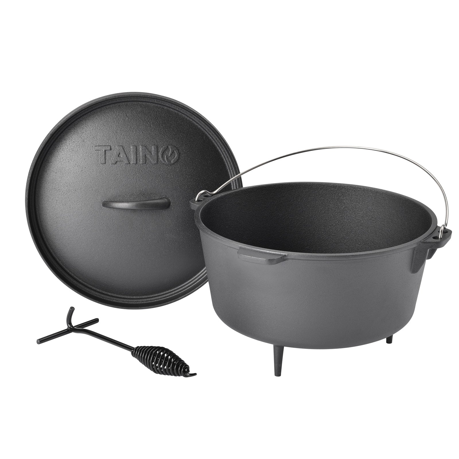 TAINO Dutch Oven Set 8 Liter mit Topfständer und Haken
