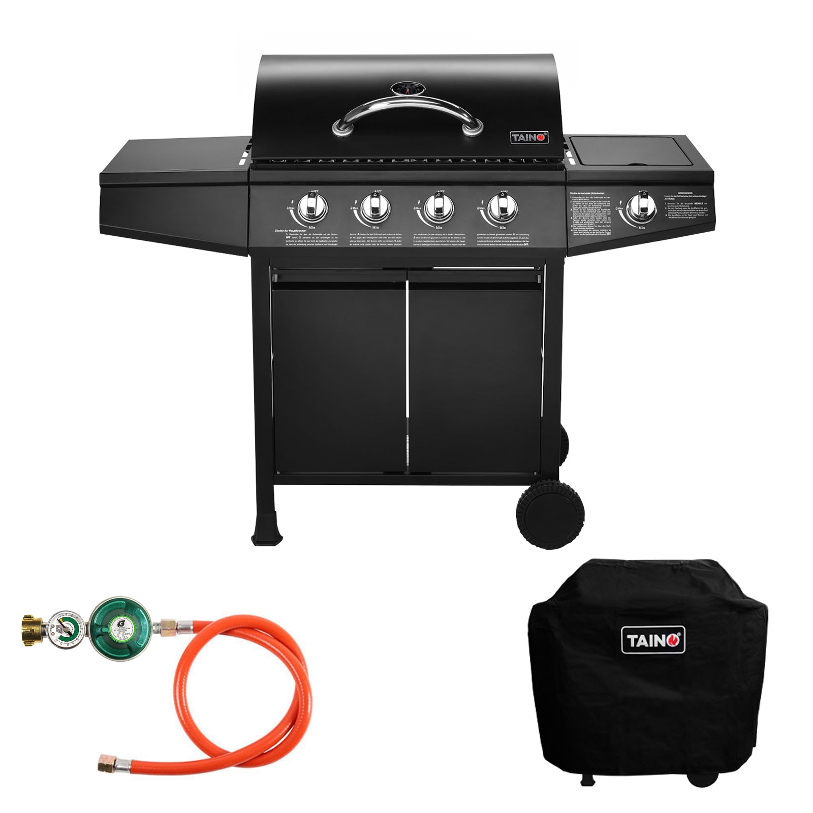 Set BASIC 4+1 Gasgrill + Abdeckhaube + Gasregler