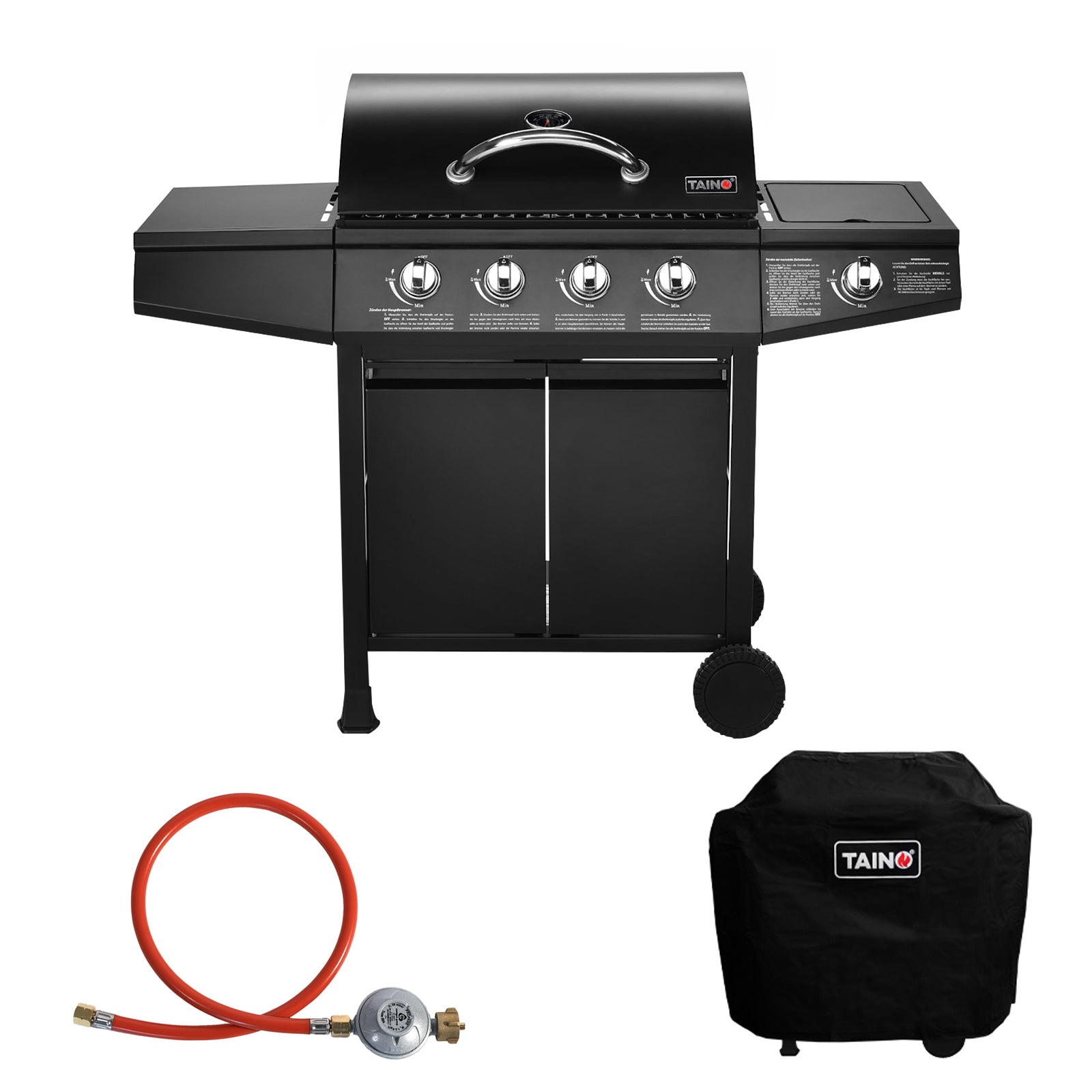 Set BASIC 4+1 Gasgrill + Abdeckhaube + Gasregler