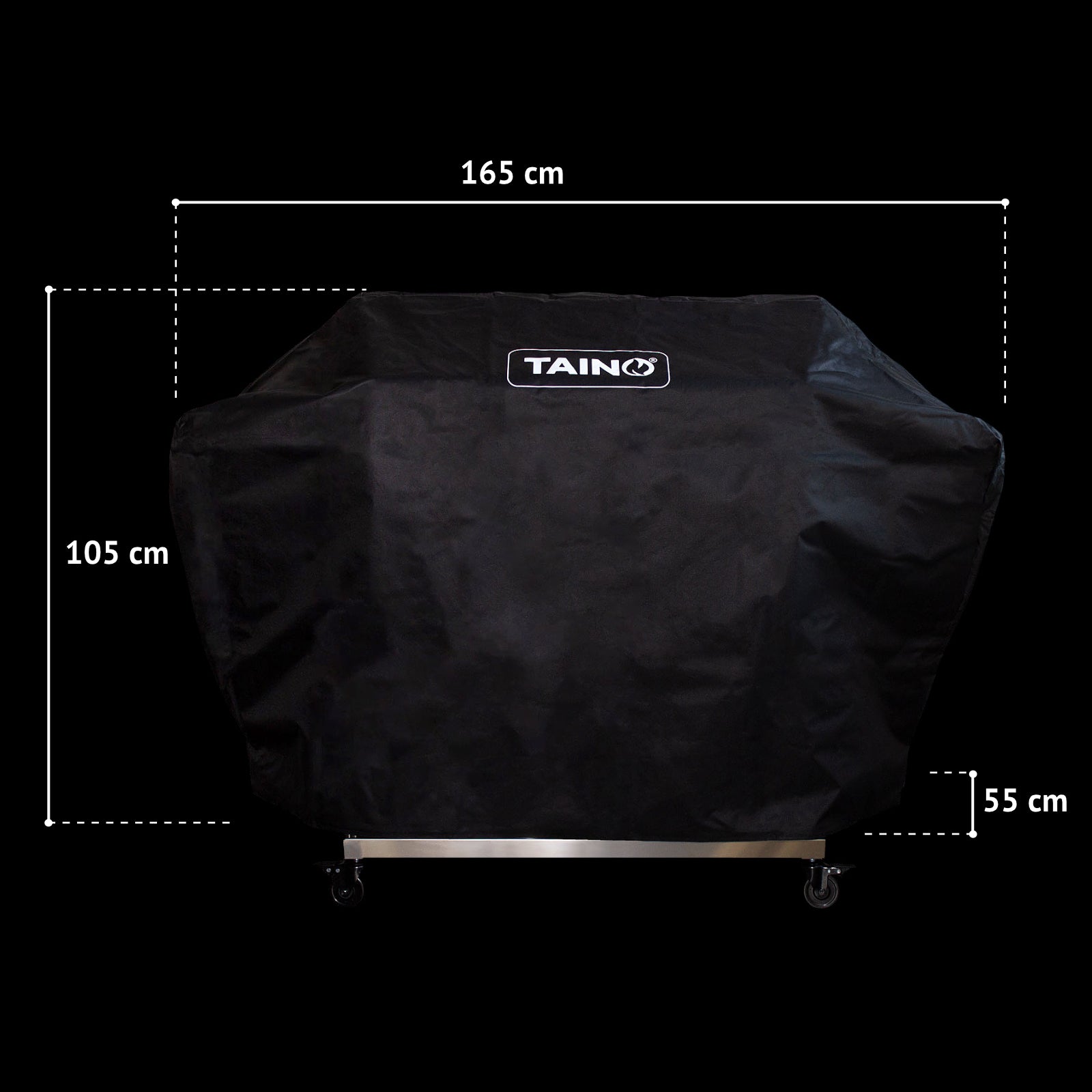 Maßbild Abdeckhaube für TAINO PLATINUM YAMARA 6+2 Gesamtmaße: Breite 165 cm, Höhe 105 cm, Tiefe 55 cm