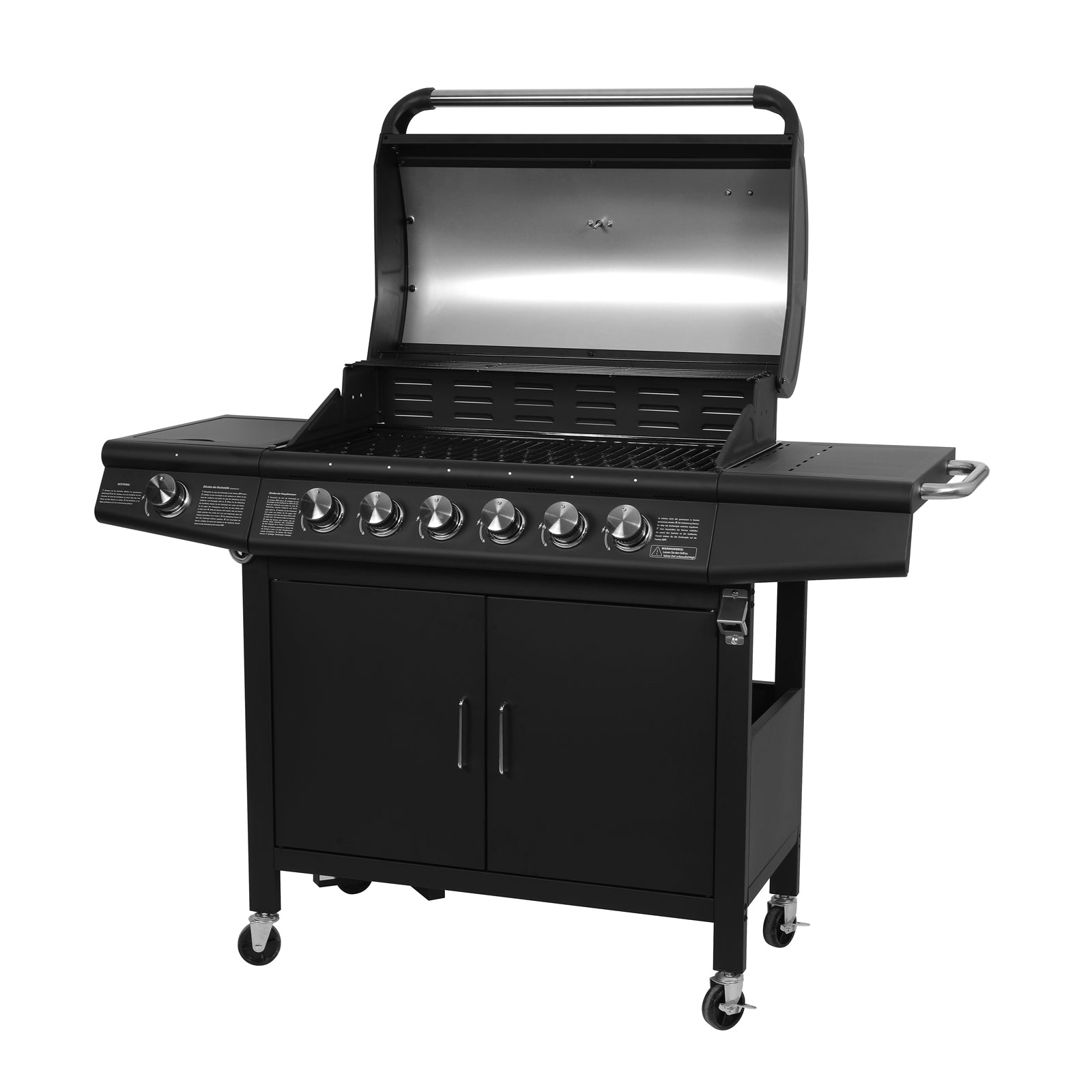 TAINO RED 6+1 Gasgrill mit Kochplatte - Deckel offen