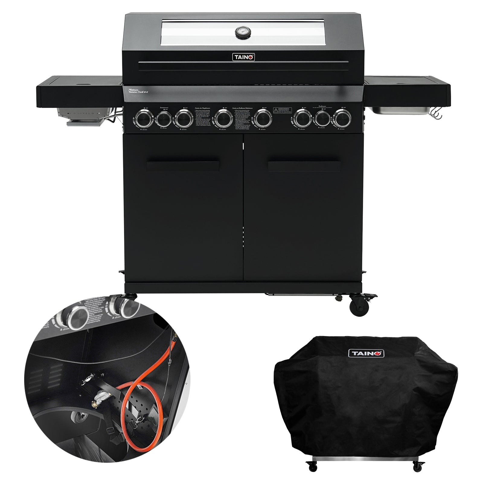 Set PLATINUM YAMARA DARK 6+2 Gasgrill + Abdeckhaube