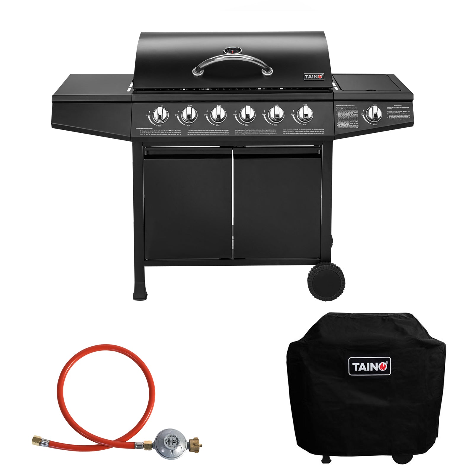Set BASIC 6+1 Gasgrill + Abdeckhaube + Gasregler