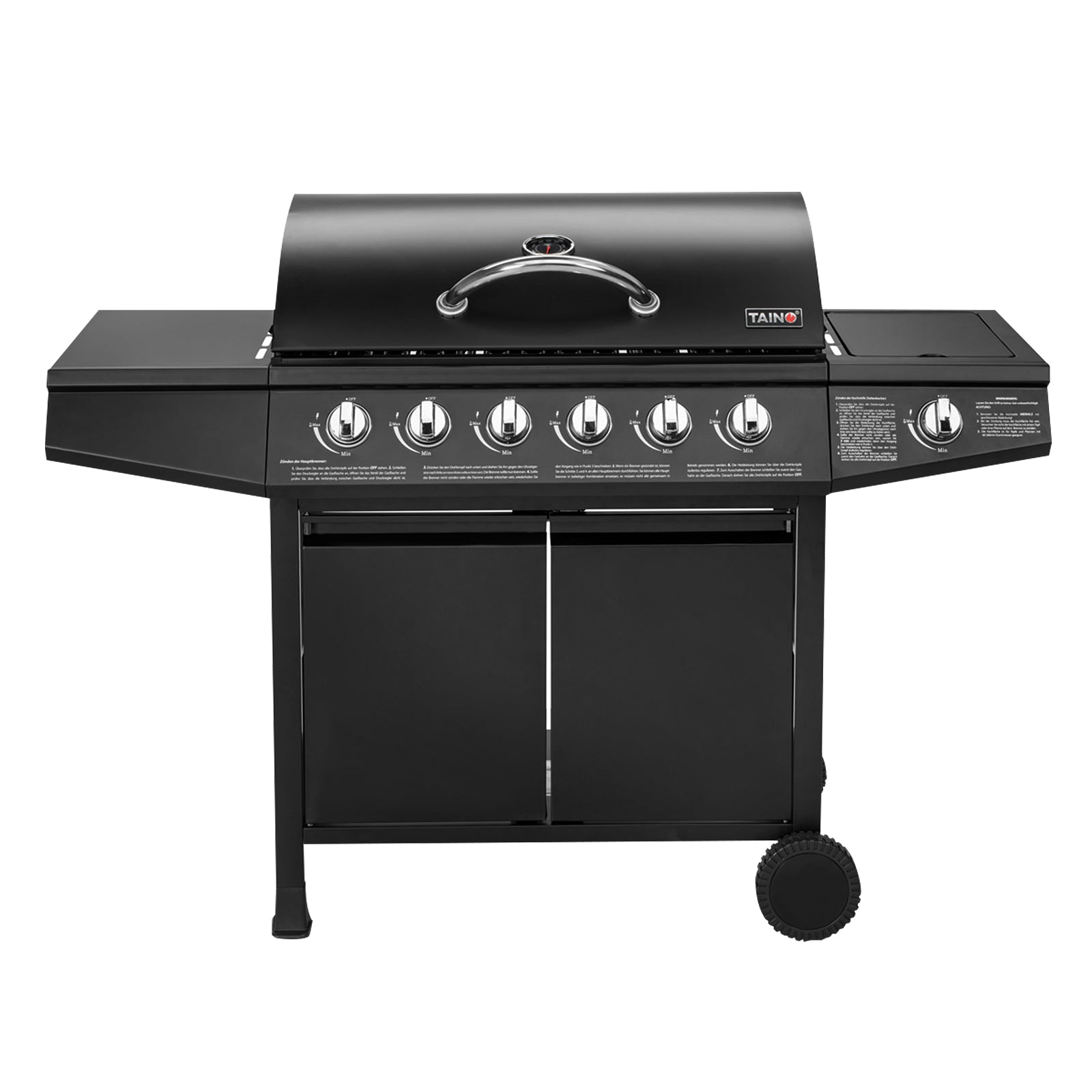 Frontalansicht TAINO Basic 4+1 Gasgrill 4-Brenner mit Kochplatte