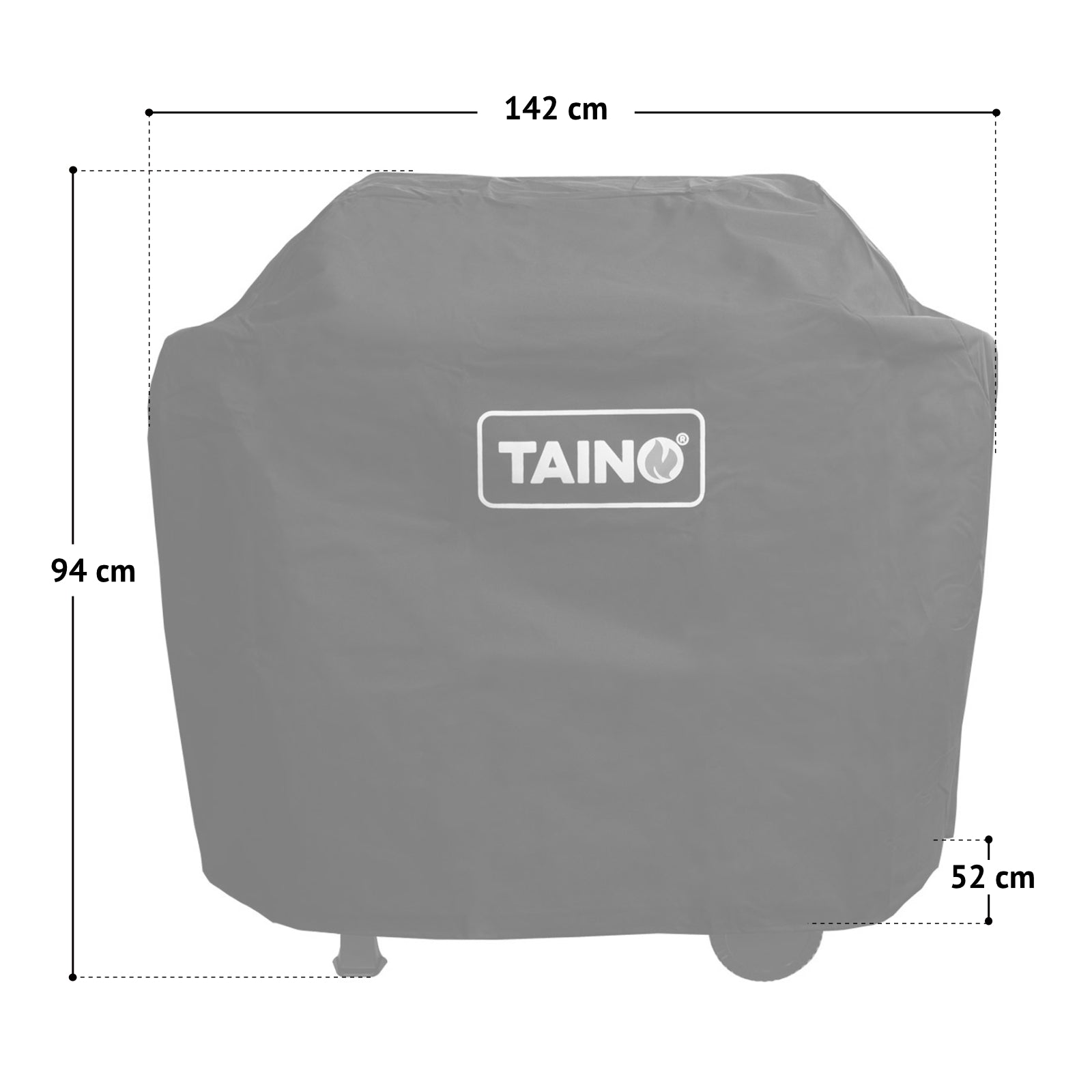 Maßbild TAINO BASIC Grill Abdeckhaube Breite 142 cm, Höhe 94 cm, Tiefe 52 cm