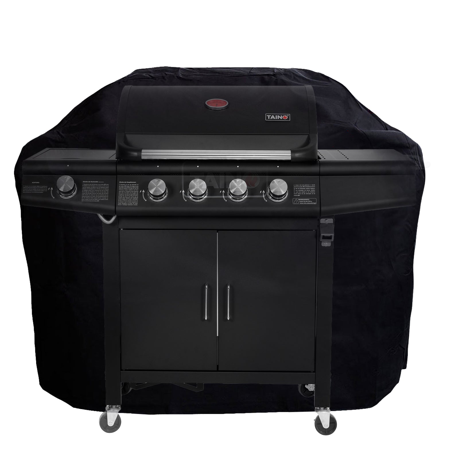 Transparente Darstellung der der Abdeckhaube - der TAINO RED 4+1 Gasgrill ist darunter zu sehen