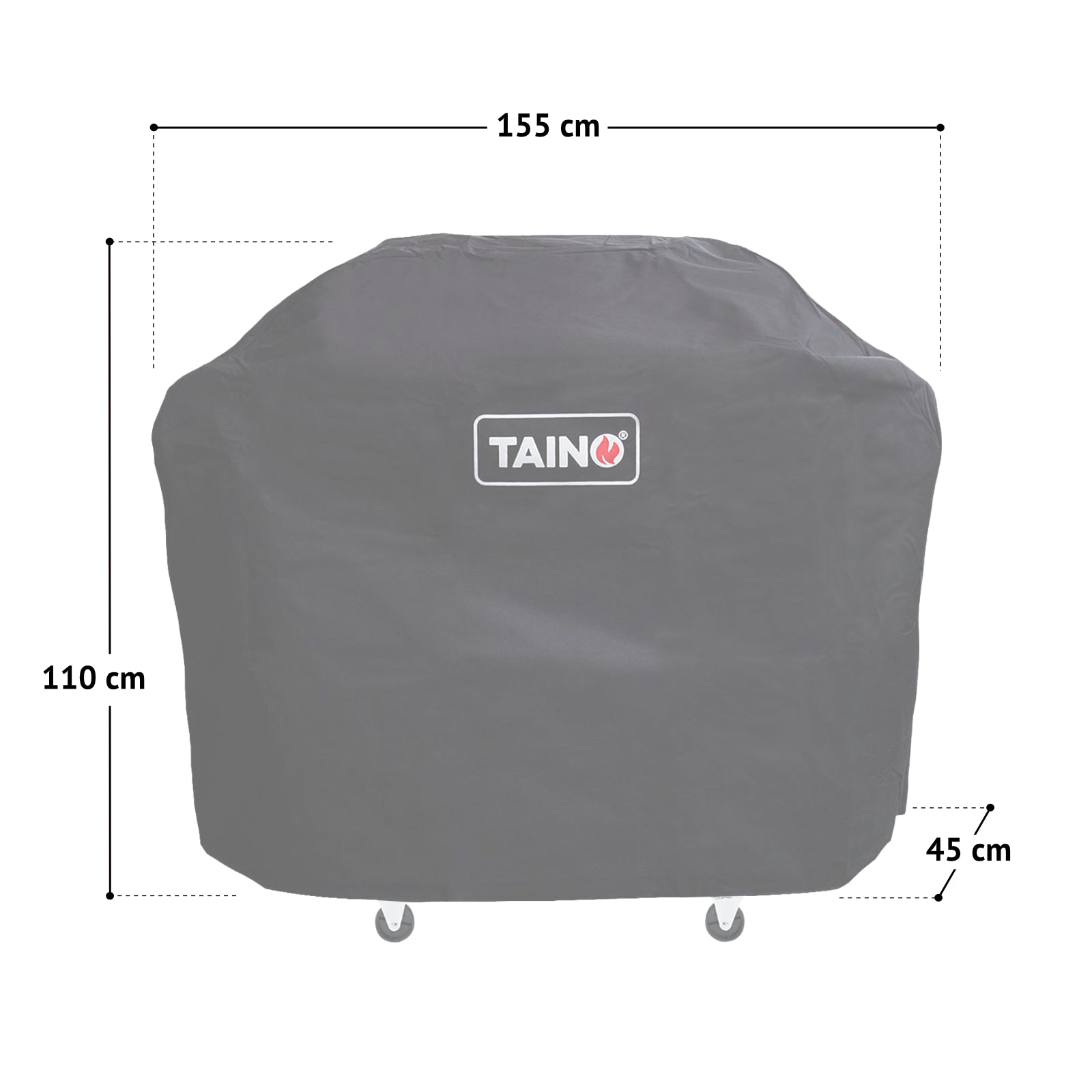 Maße der Abdeckhaube: 155 x 45 x 110 cm