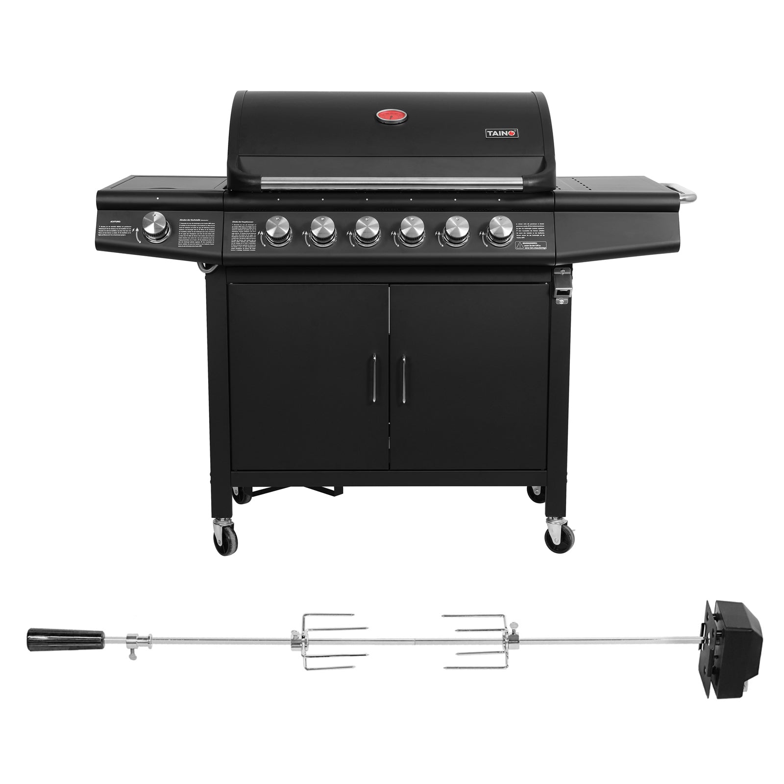 TAINO RED 6+1 Gasgrill im Set mit elektrischem Drehspieß