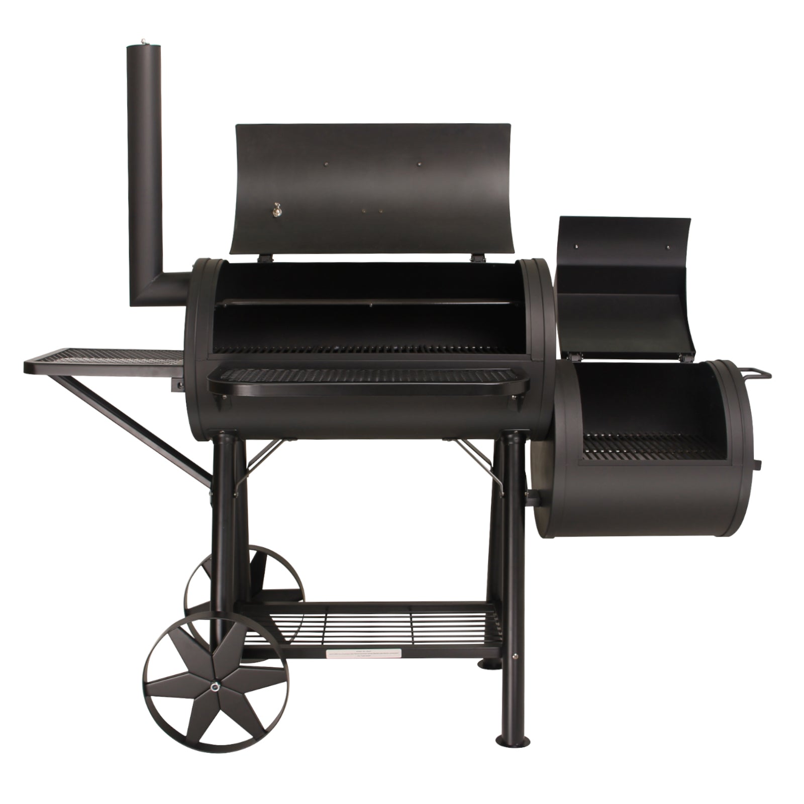 TAINO YUMA Smoker mit geöffnetem Garraum und geöffneter Räucherkammer